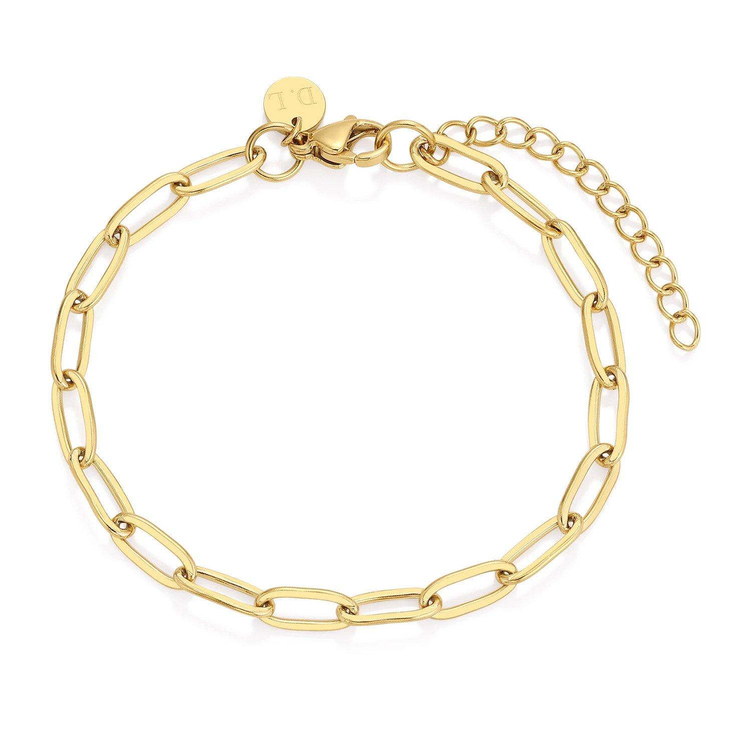 D.LOUISE 14ct Yellow Gold PVD 16cm Paperclip Bracelet