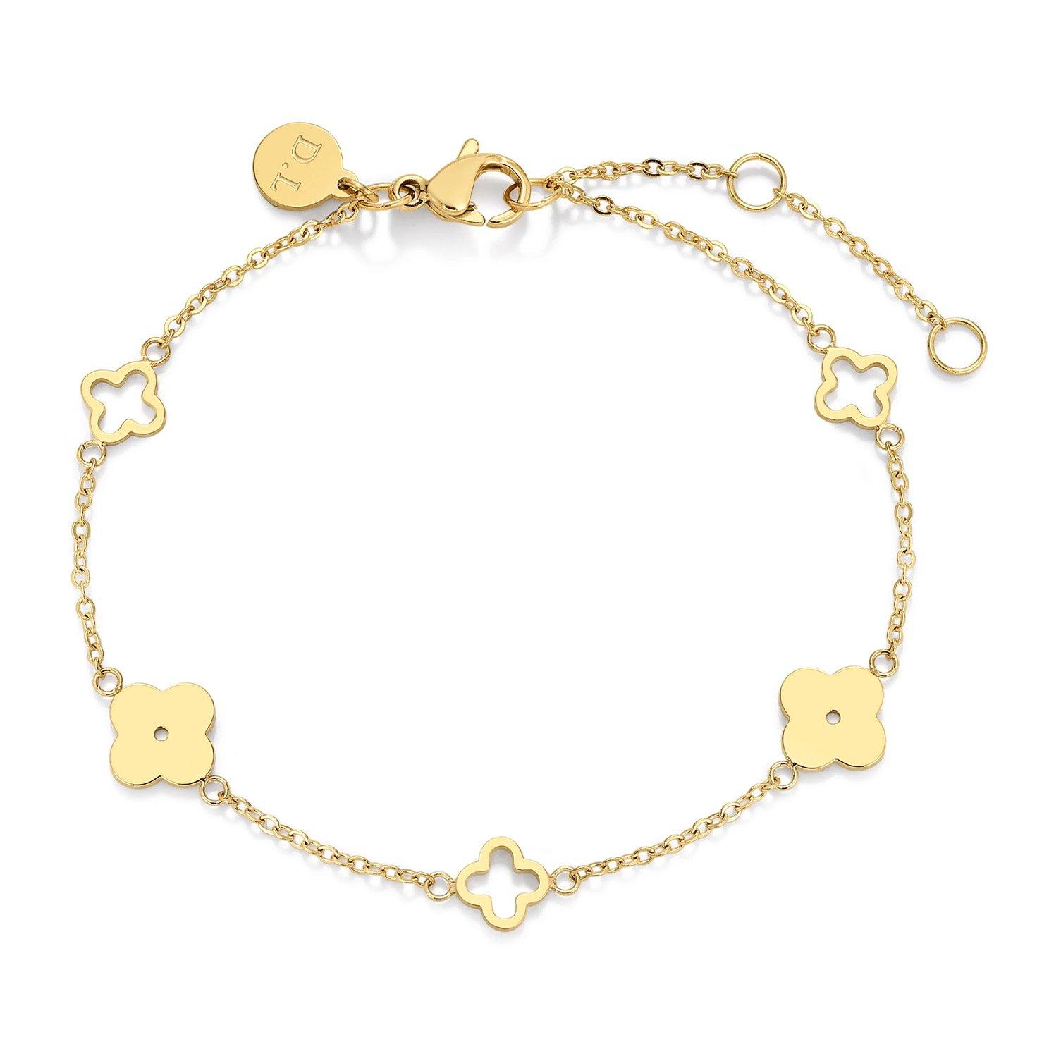 D.LOUISE 14ct Yellow Gold PVD Clover Bracelet