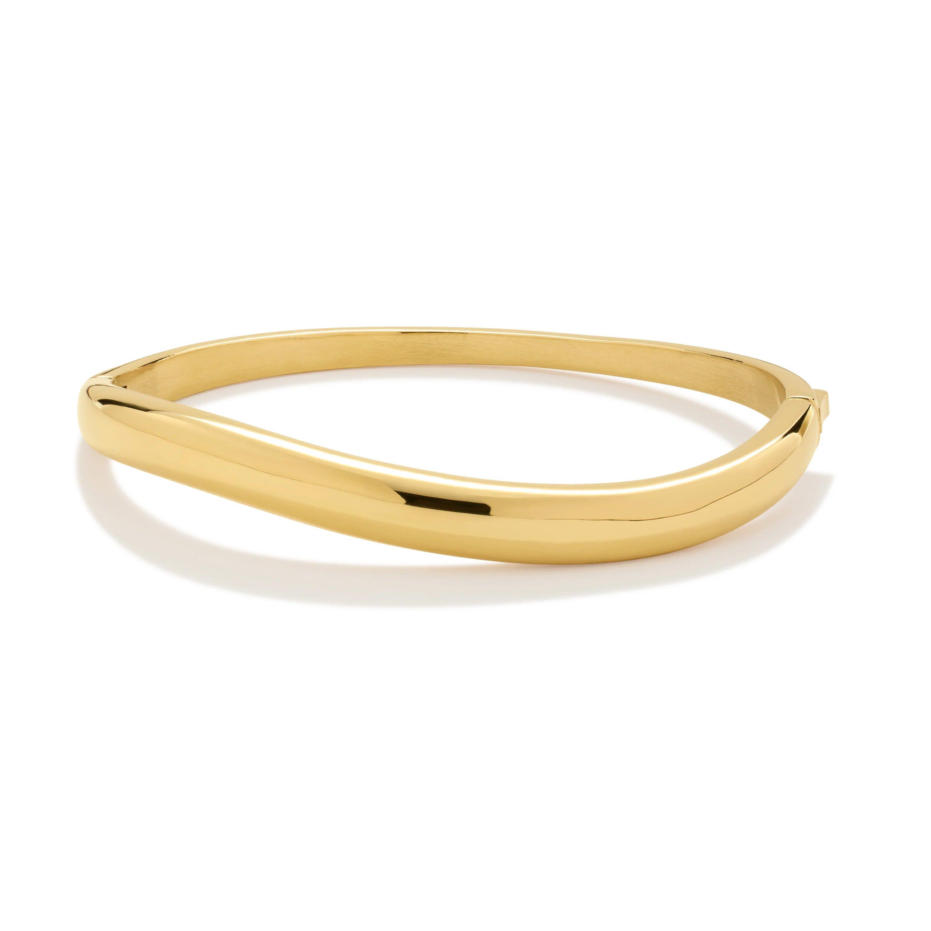 D.LOUISE 14ct Yellow Gold PVD 5.6cm Wave Bangle