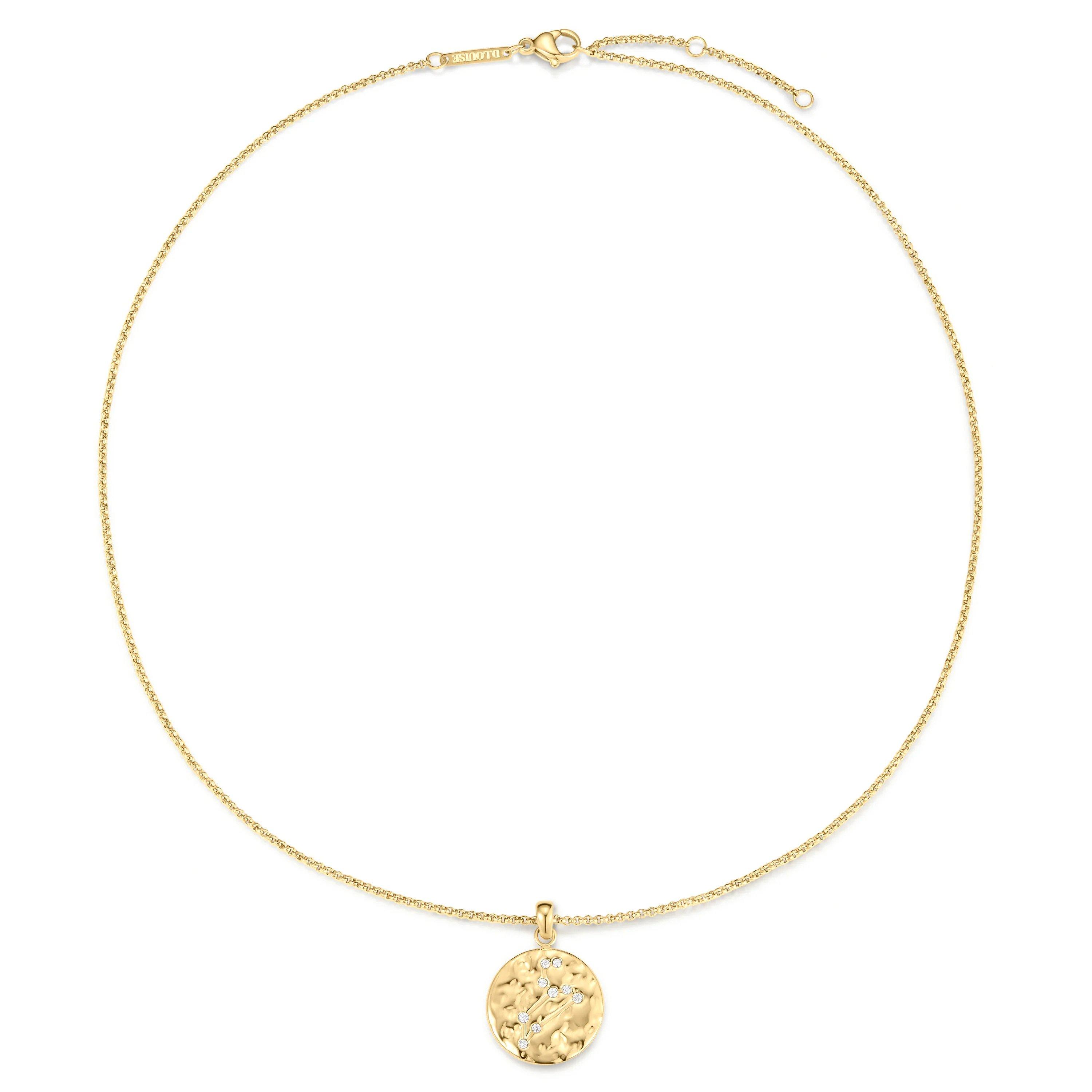 D.LOUISE 14ct Yellow Gold PVD Cubic Zirconia Leo Pendant