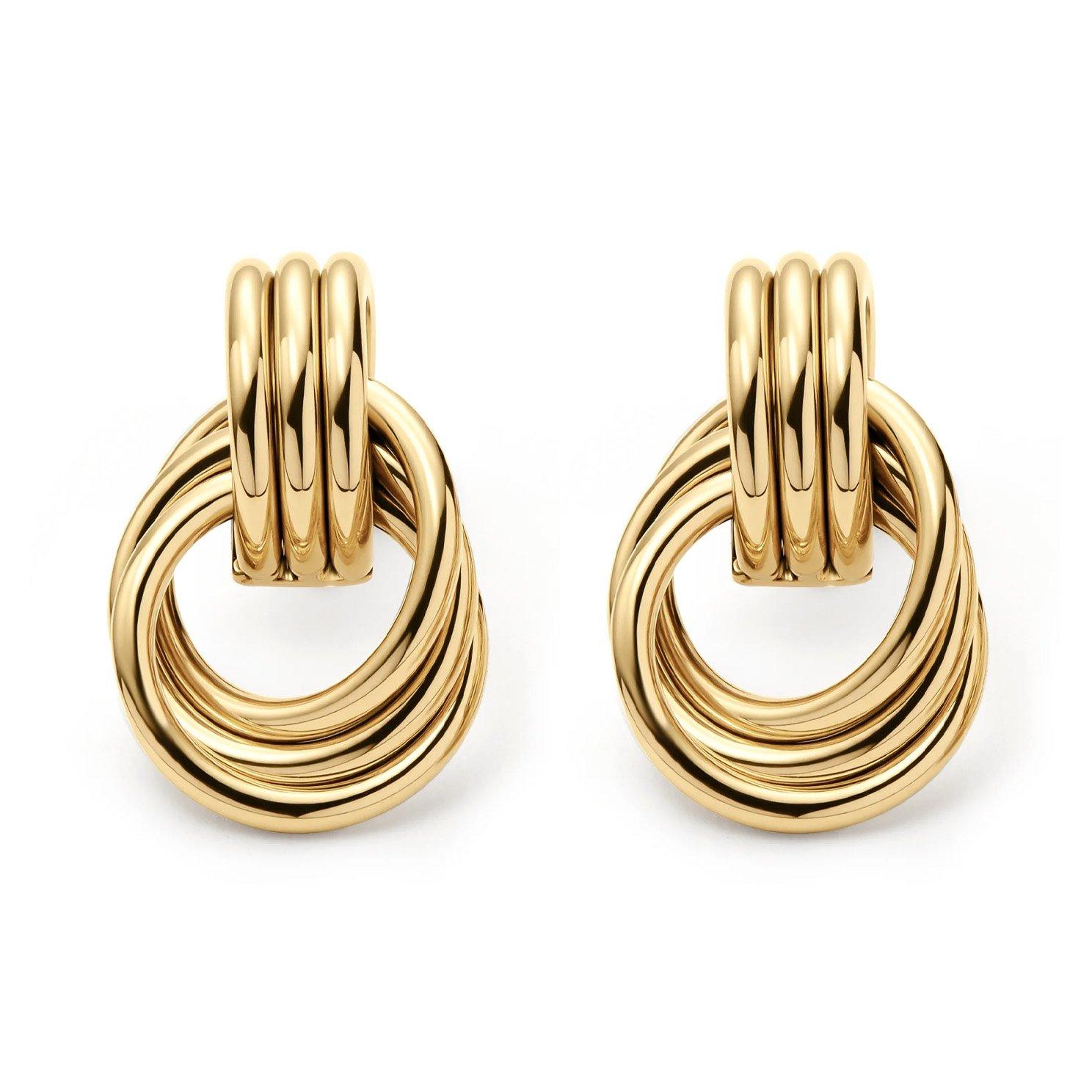 D.LOUISE 14ct Yellow Gold PVD Knot Stud Earrings