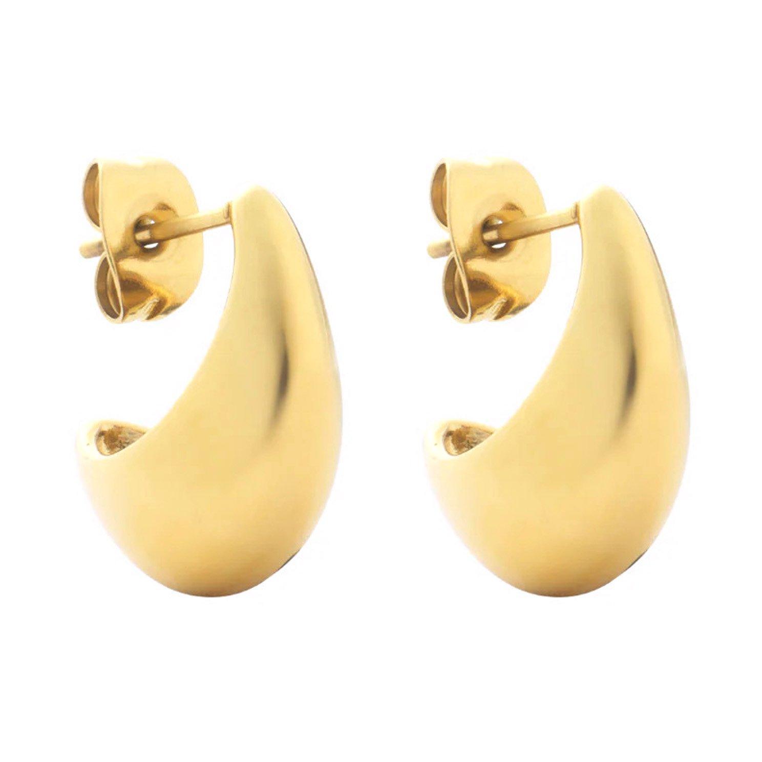 D.LOUISE 14ct Yellow Gold Plated Curved Stud Earrings