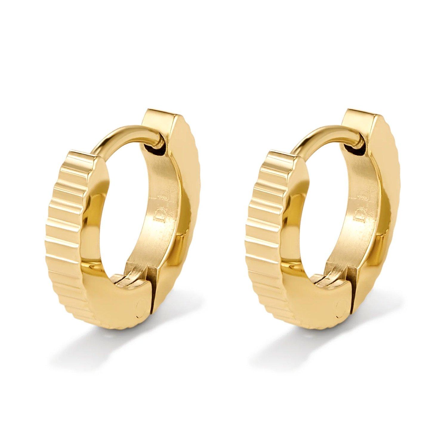D.LOUISE 14ct Yellow Gold PVD Huggie Hoop Earrings