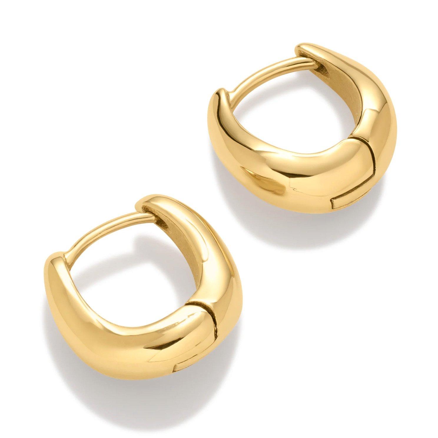 D.LOUISE 14ct Yellow Gold PVD Wave Huggie Hoop Earrings