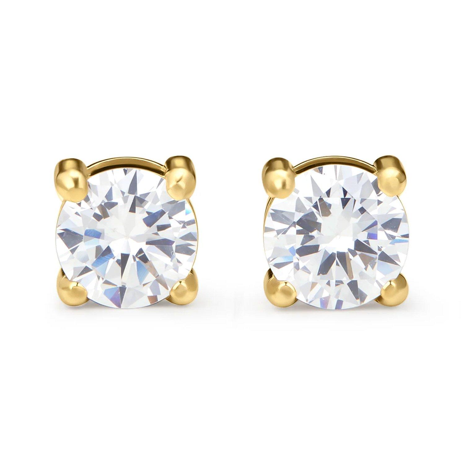 D.LOUISE 14ct Yellow Gold PVD Cubic Zirconia Stud Earrings