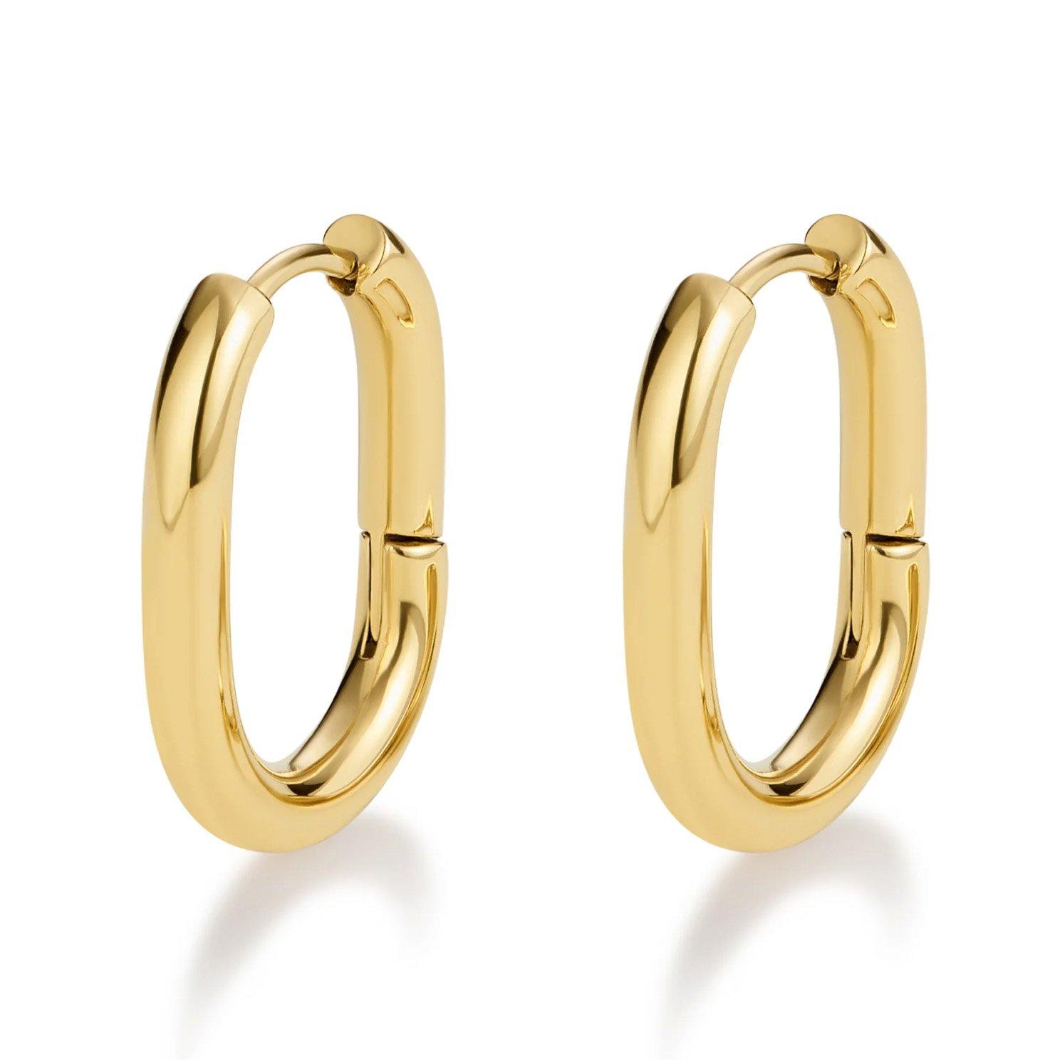 D.LOUISE 14ct Yellow Gold PVD Oval Hoop Earrings