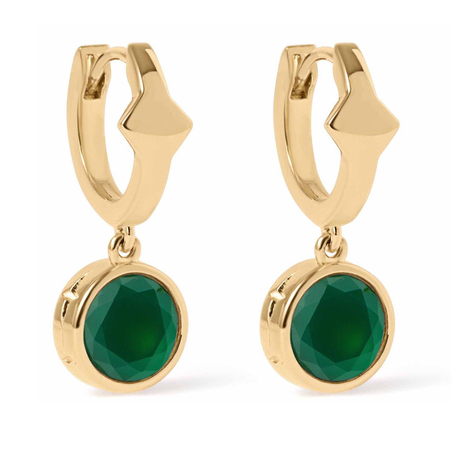 Astley Clarke Luna 18ct Yellow Gold Plated Agate Huggie Hoop Earrings