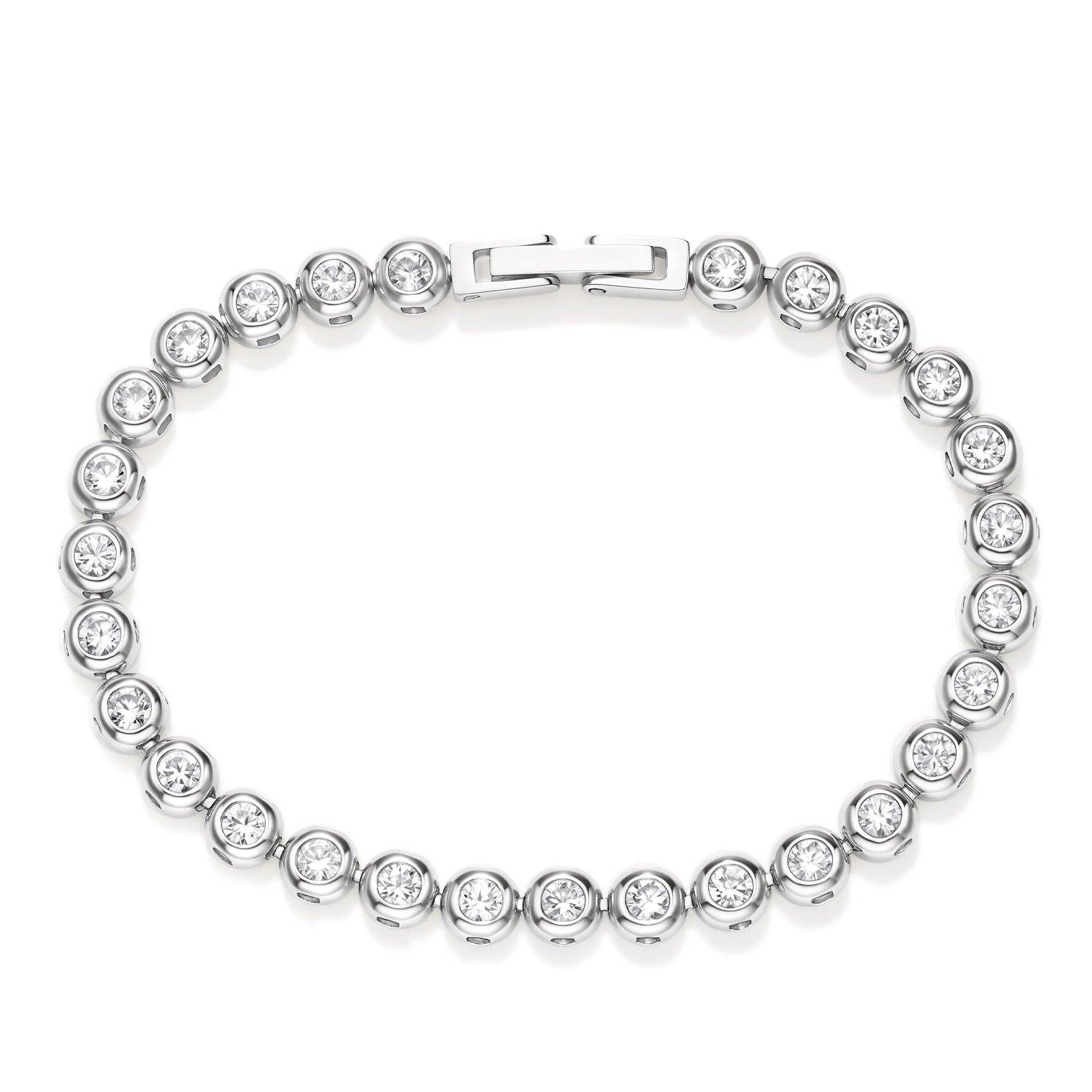 D.LOUISE Stainless Steel Cubic Zirconia Tennis Bracelet