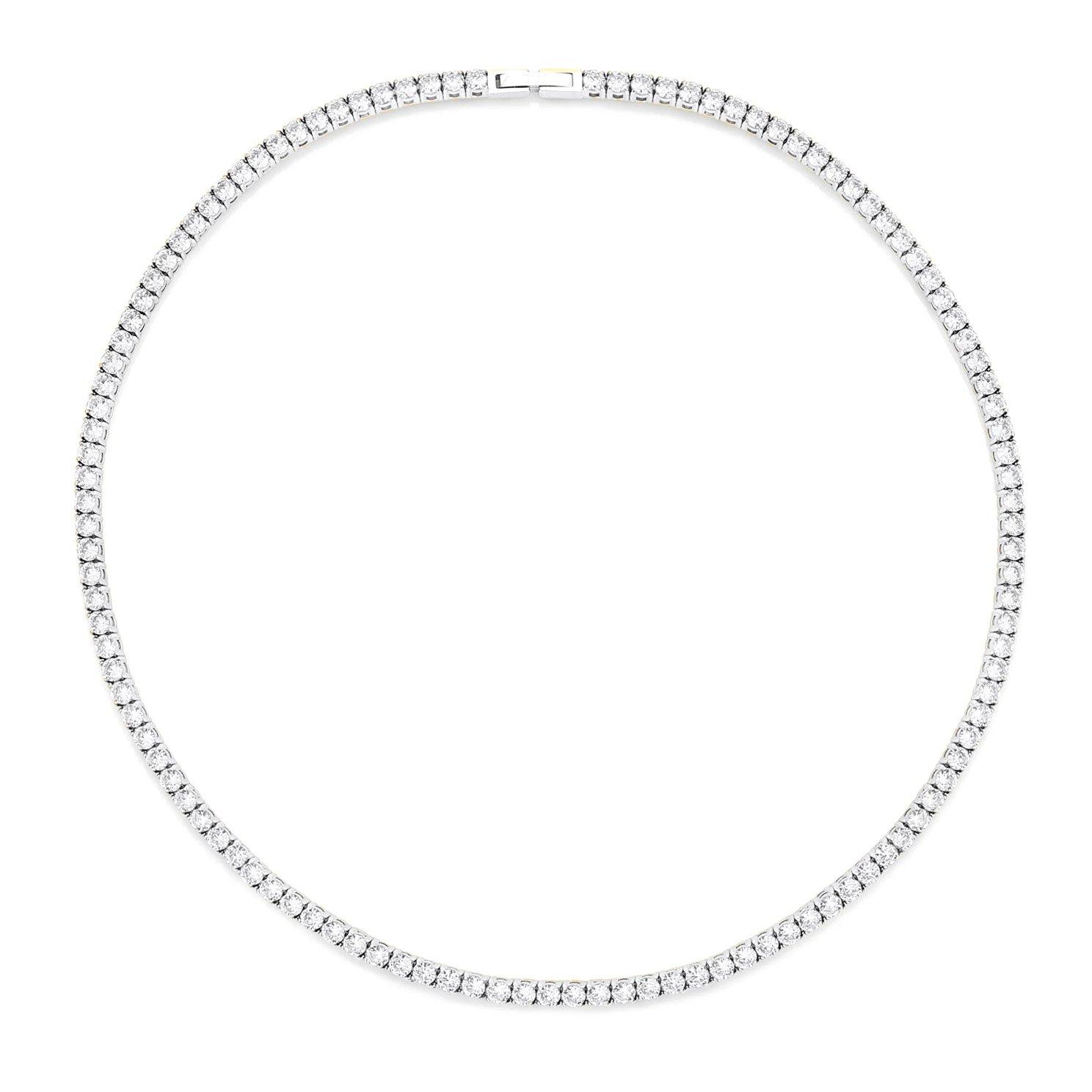 D.LOUISE Stainless Steel Cubic Zirconia Tennis Necklace