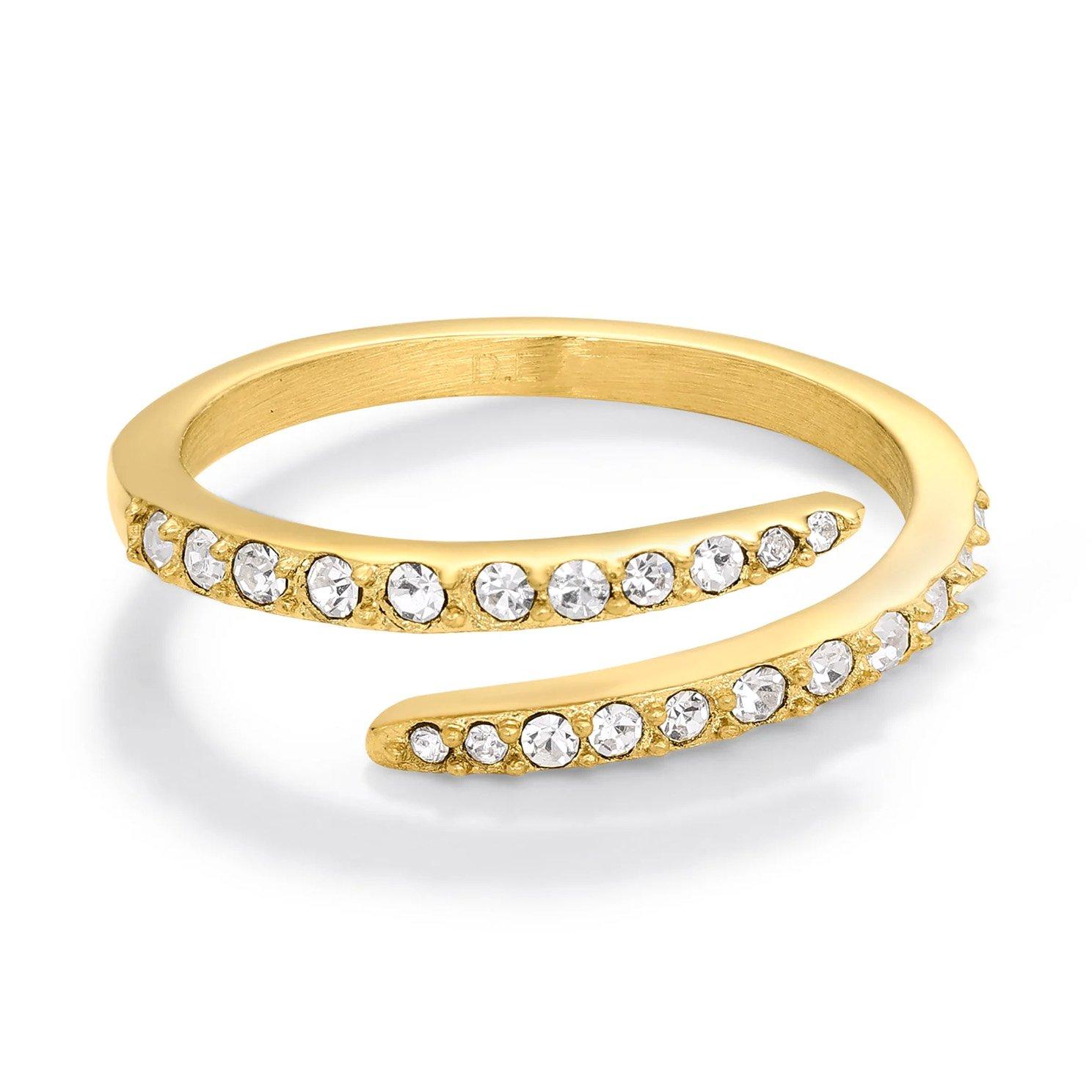 D.LOUISE 14ct Yellow Gold PVD Cubic Zirconia Wrap Ring