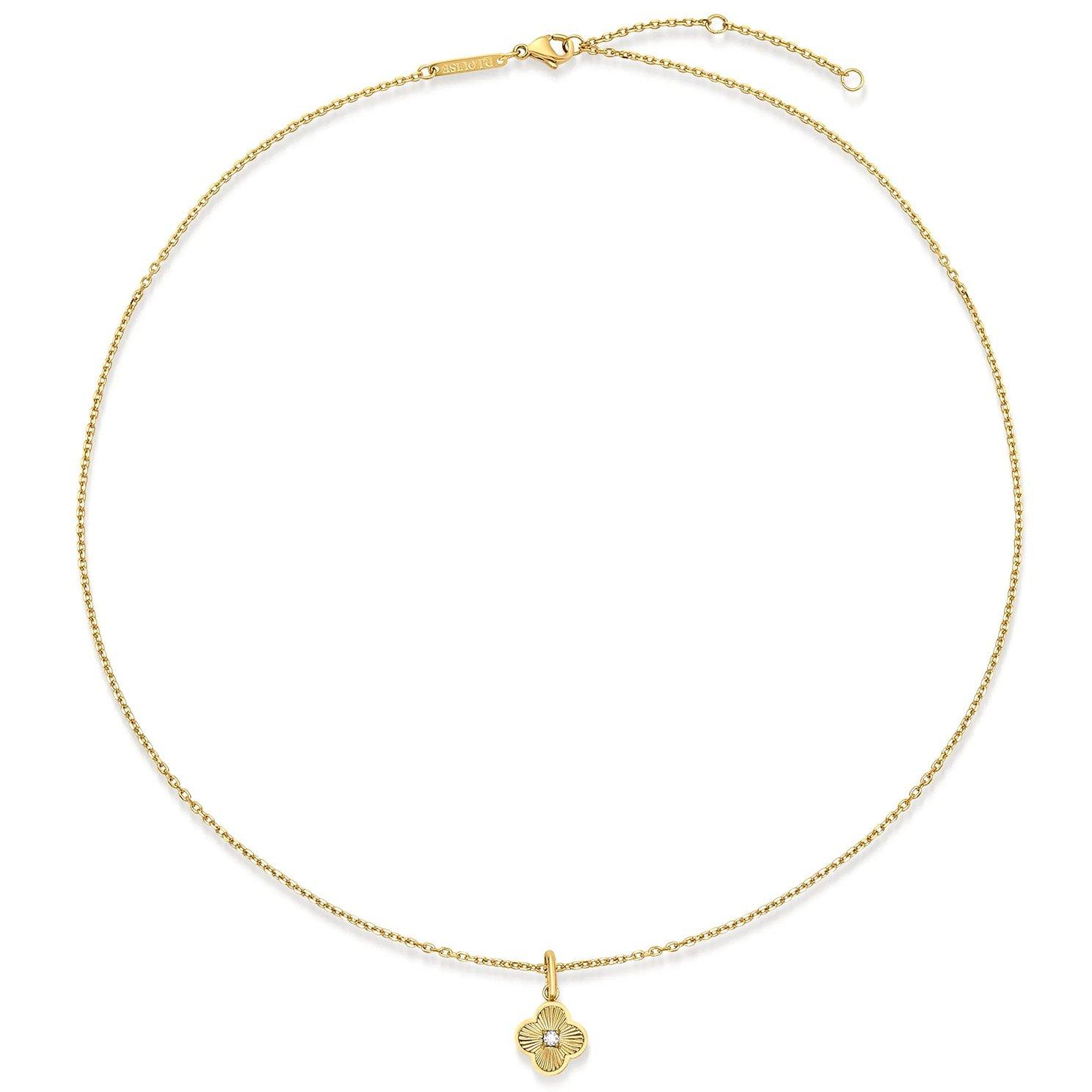 D.LOUISE 14ct Yellow Gold PVD Cubic Zirconia Clover Pendant