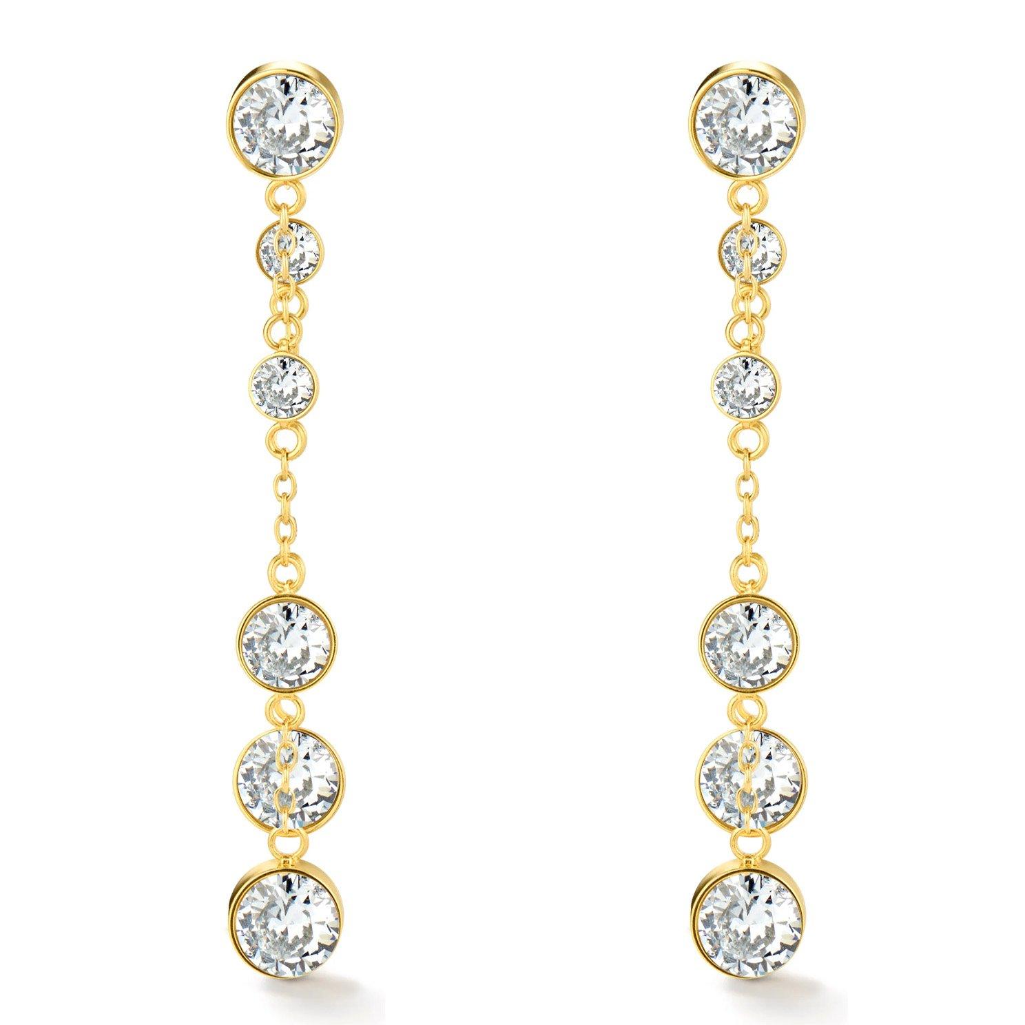 D.LOUISE 14ct Yellow Gold PVD Cubic Zirconia Drop Earrings