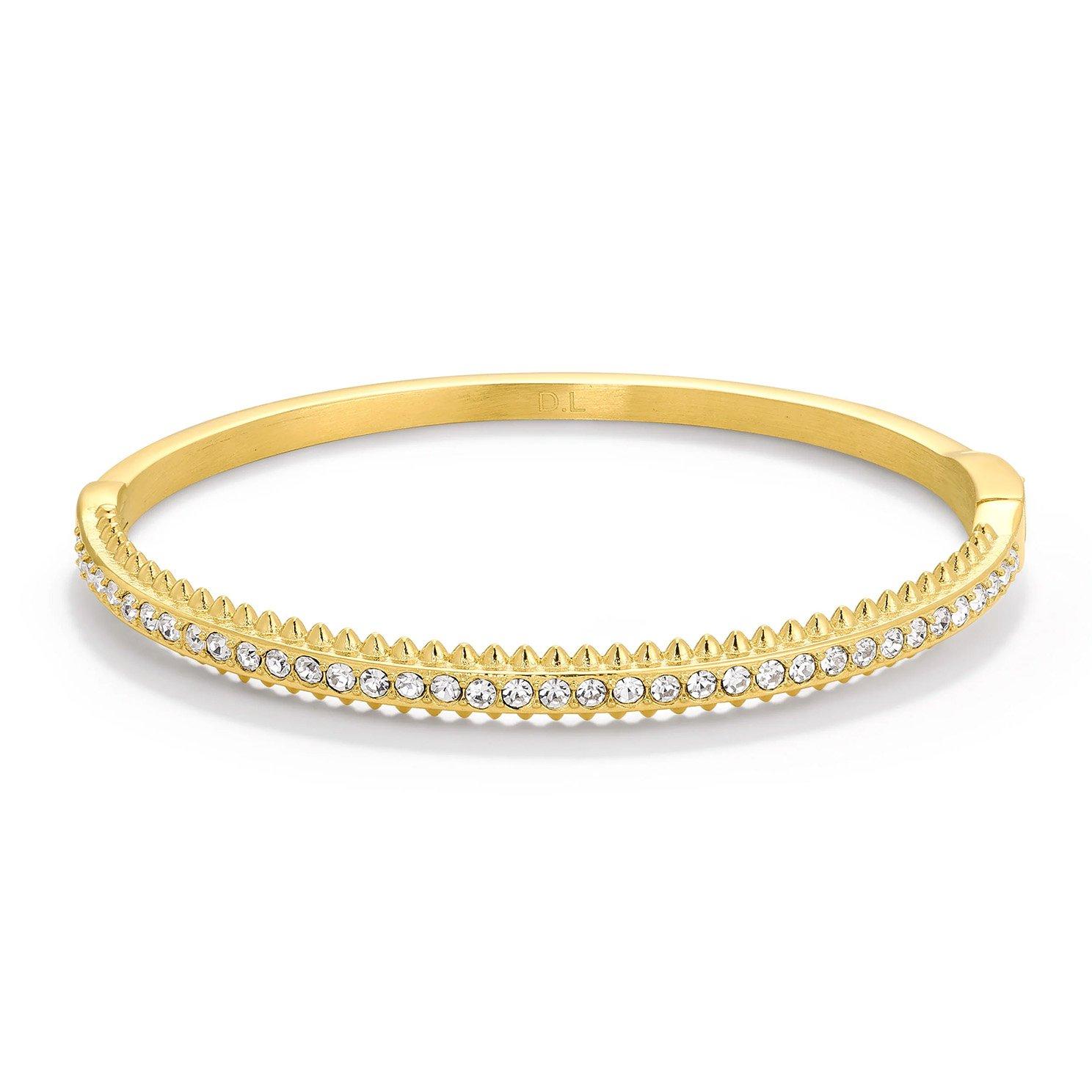 D.LOUISE 14ct Yellow Gold PVD 5.6cm Cubic Zirconia Bangle