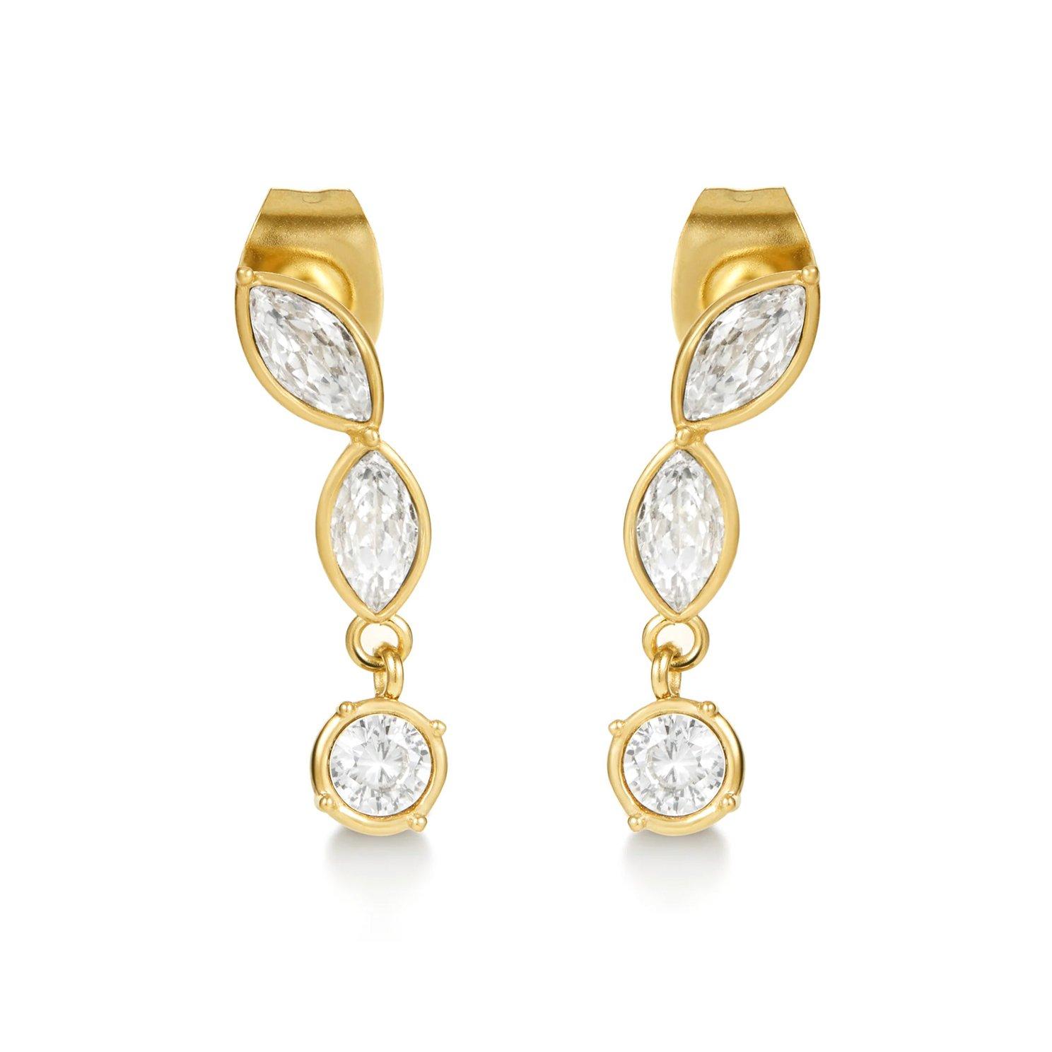 D.LOUISE 14ct Yellow Gold PVD Cubic Zirconia Drop Earrings