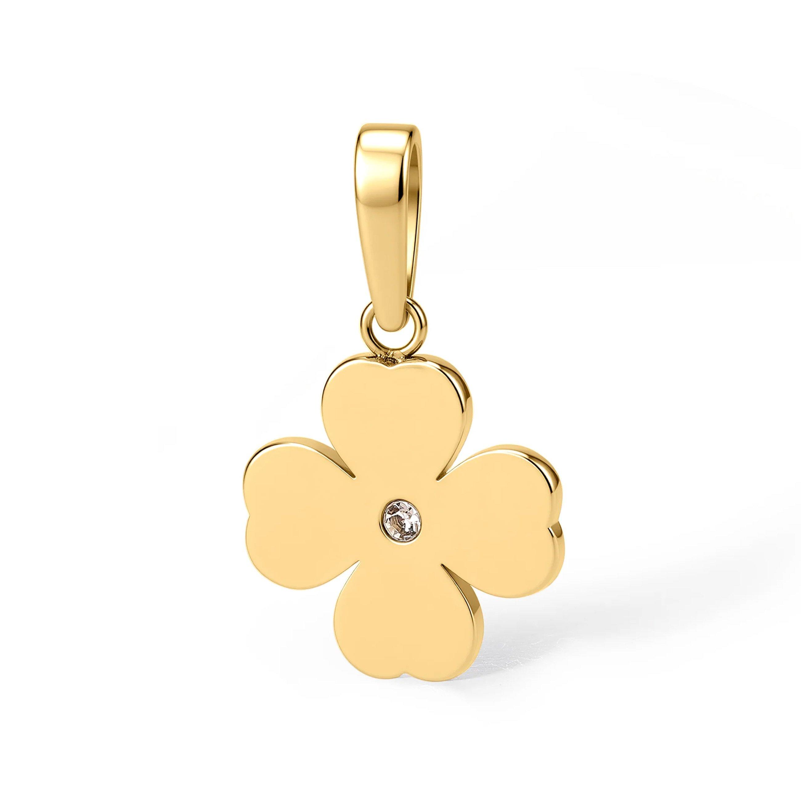 D.LOUISE Chapters 14ct Yellow Gold PVD Cubic Zirconia Clover Charm