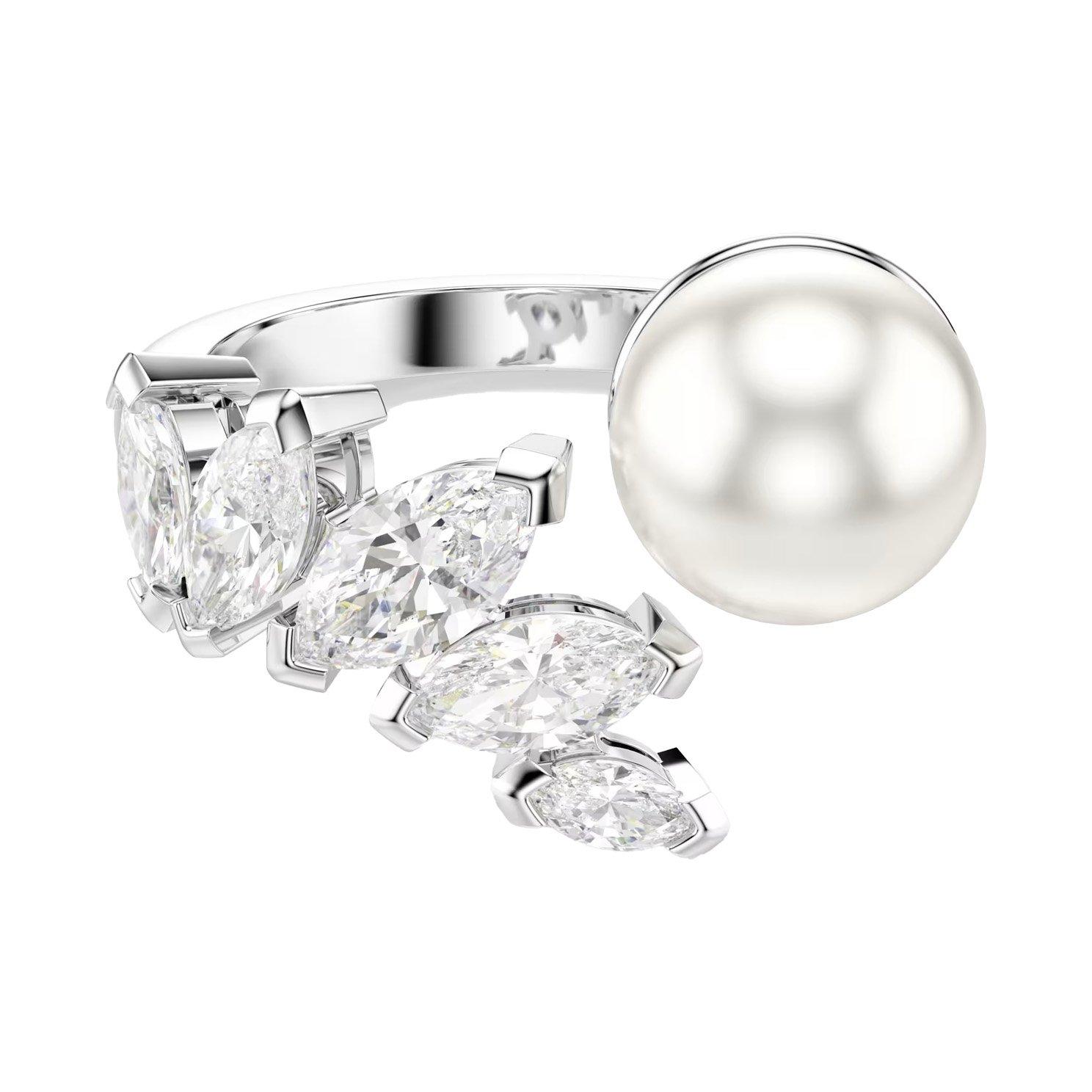 Swarovski Mesmera Silver Tone Crystal Pearl Cubic Zirconia Ring