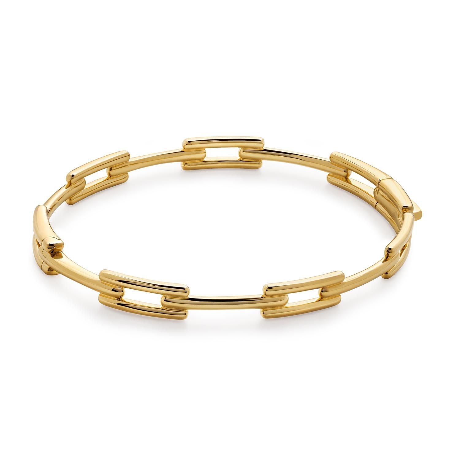 Monica Vinader Signature Link 18ct Yellow Gold Vermeil Bangle - Medium