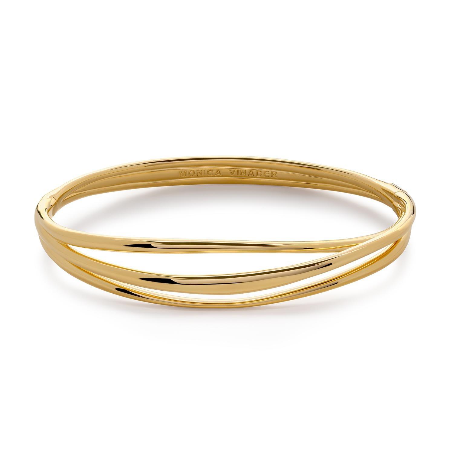 Monica Vinader Nura Wrap 18ct Yellow Gold Vermeil Wrap Bangle - Medium