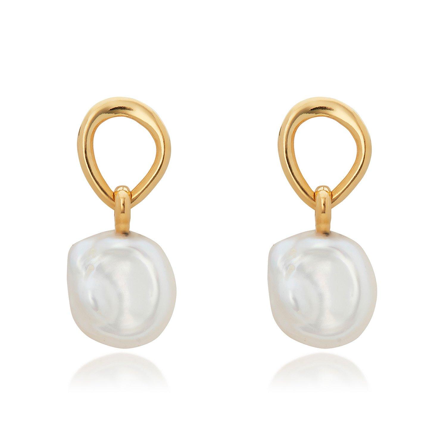 Monica Vinader Nura 18ct Yellow Gold Vermeil Keshi Pearl Drop Earrings