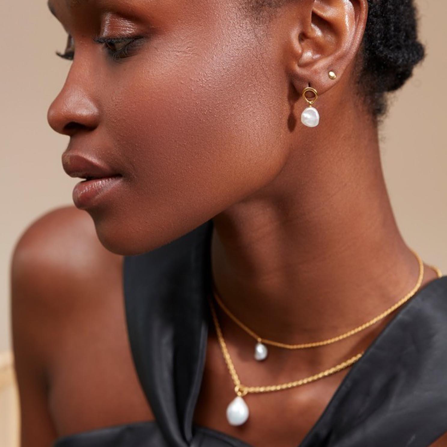 Monica Vinader Nura 18ct Yellow Gold Vermeil Keshi Pearl Drop Earrings