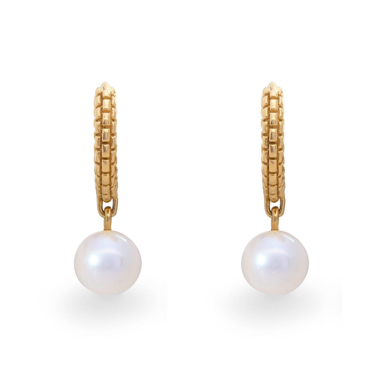 Monica Vinader Heirloom 18ct Yellow Gold Vermeil Pearl Huggie Hoop Earrings