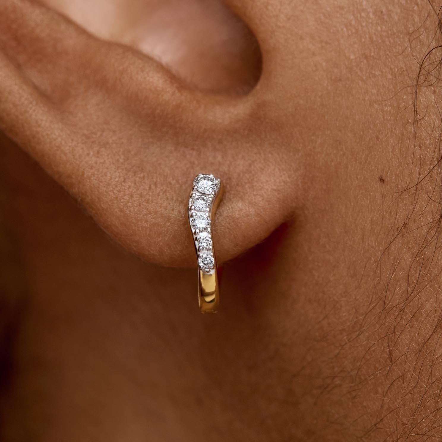 Monica Vinader Riva 18ct Yellow Gold Vermeil Lab Grown Diamond Huggie Hoop Earrings