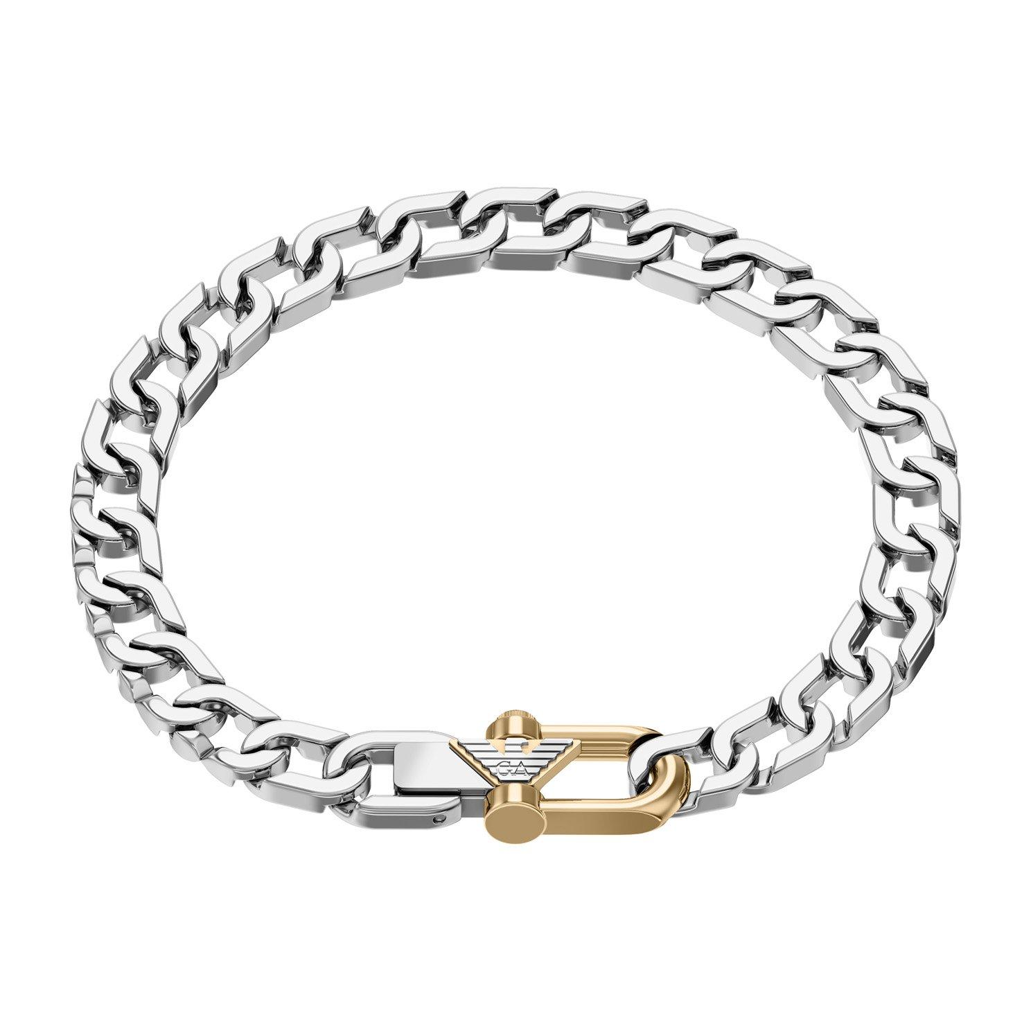 Emporio Armani Stainless Steel and Yellow Gold Plated Men’s Bracelet