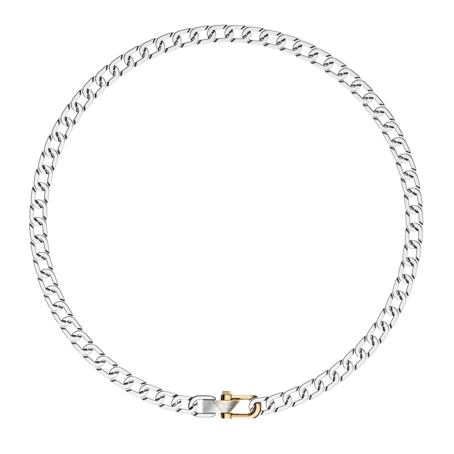 Emporio Armani Stainless Steel and Yellow Gold Tone Men's Chain Necklace