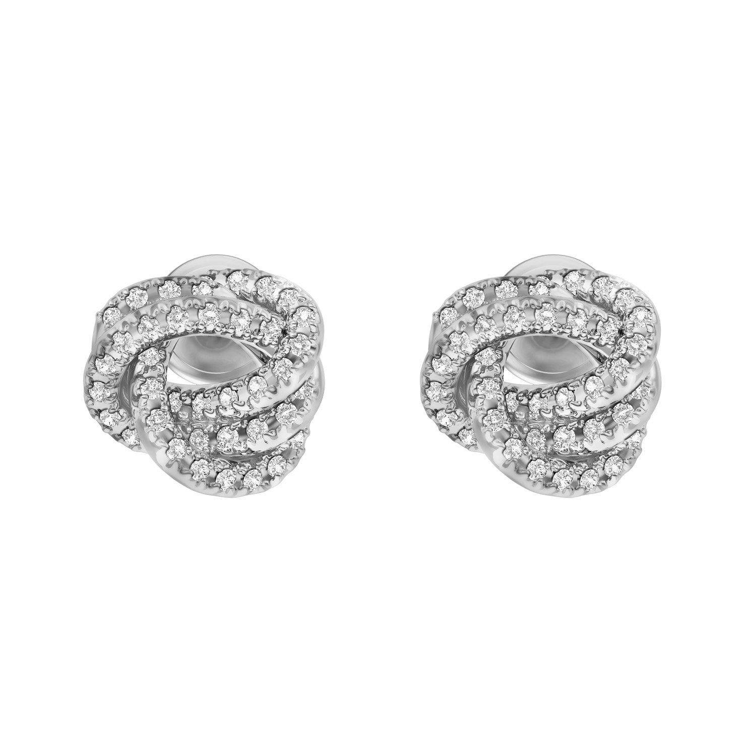 Emporio Armani Silver Tone Cubic Zirconia Knot Stud Earrings