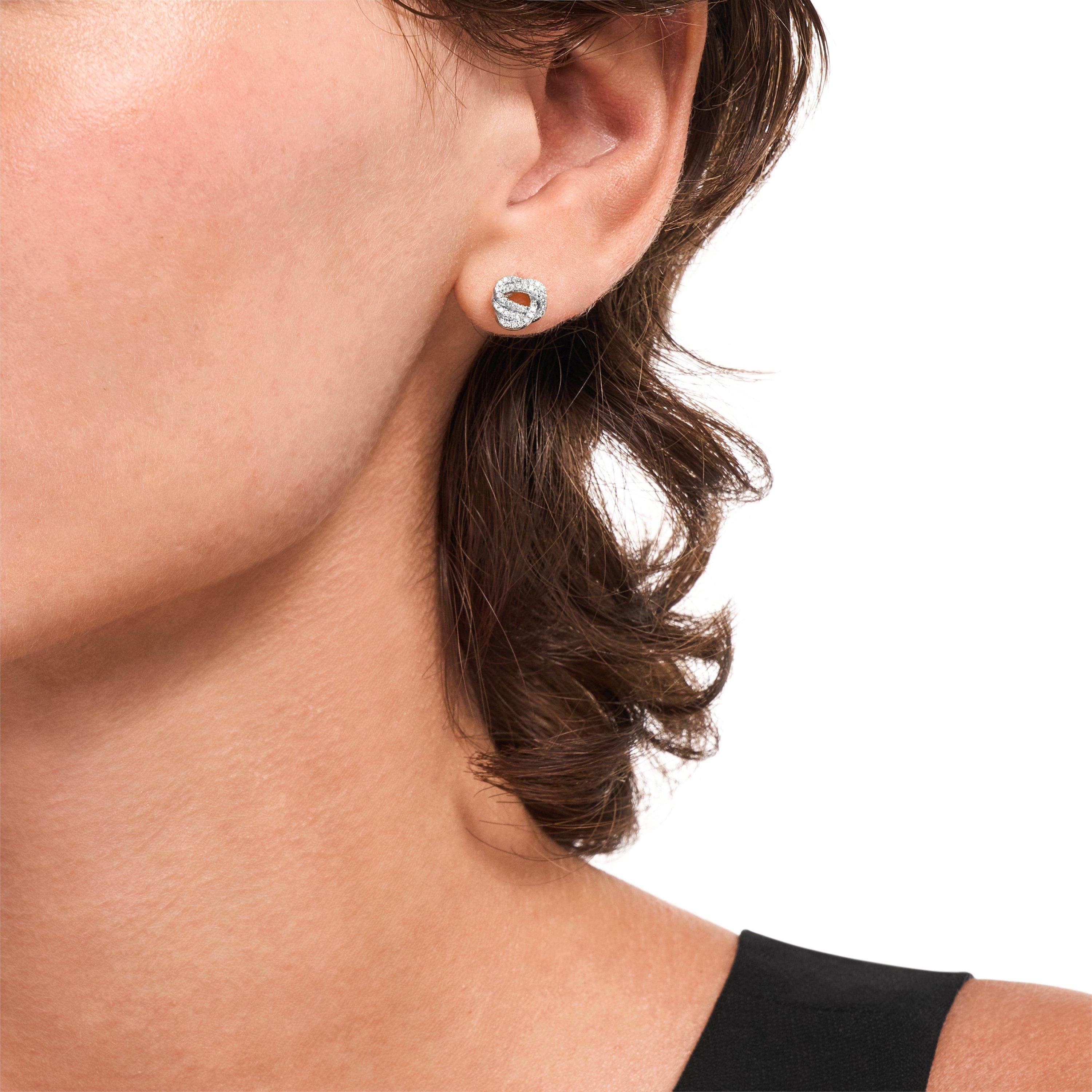 Emporio Armani Silver Tone Cubic Zirconia Knot Stud Earrings