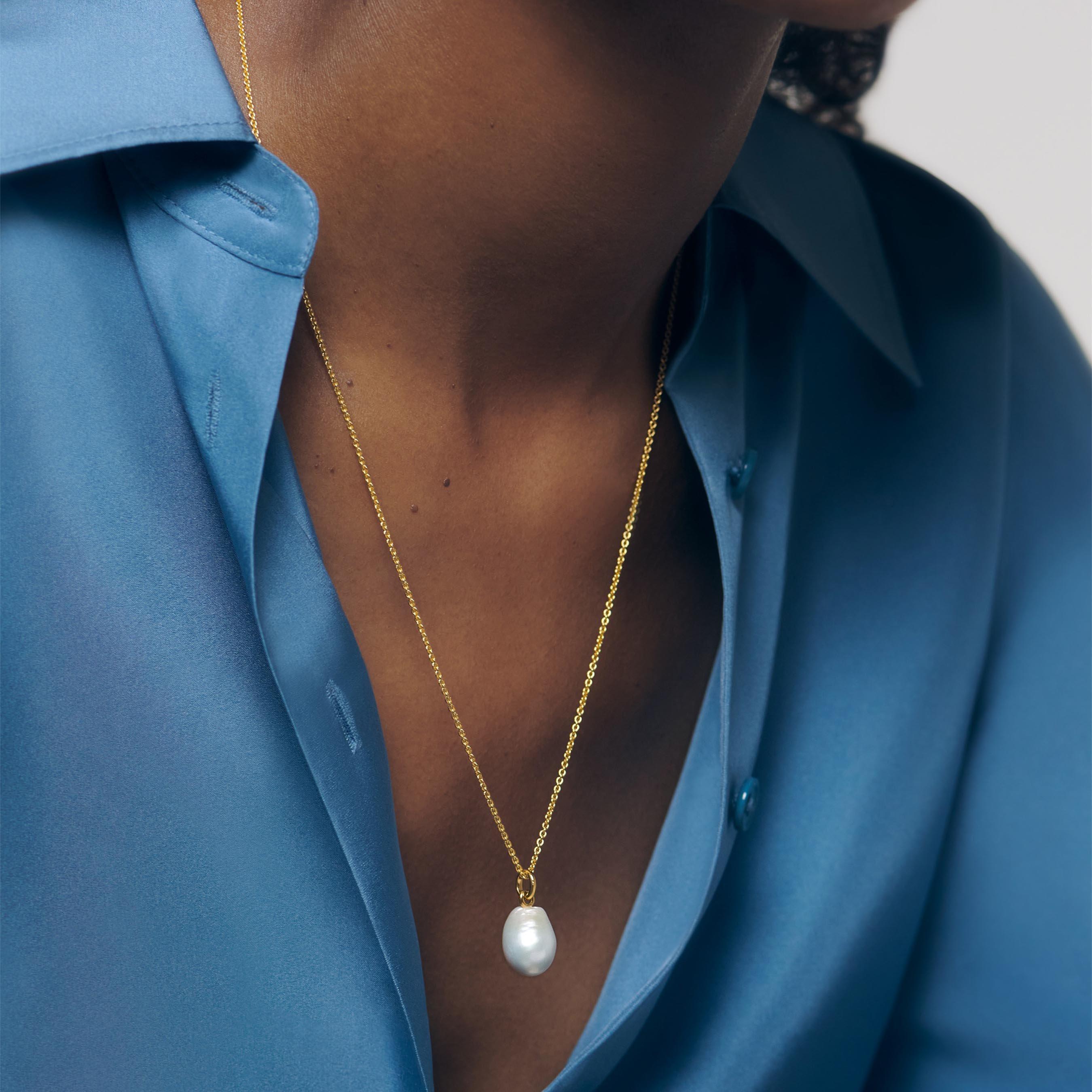 Monica Vinader Nura 18ct Yellow Gold Vermeil Baroque Pearl Charm