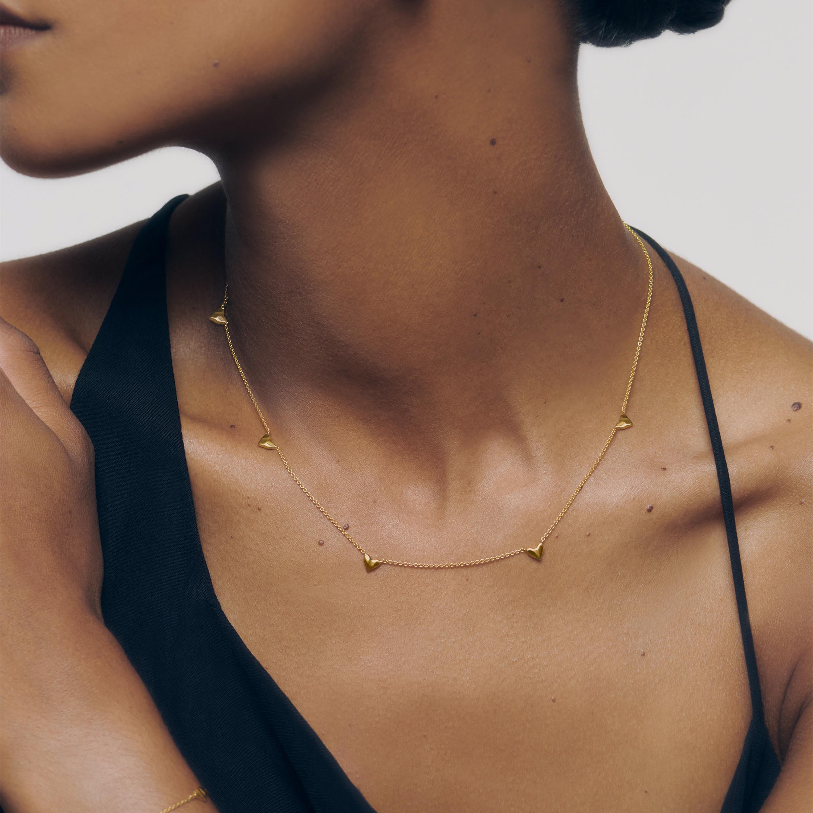 Monica Vinader 18ct Yellow Gold Vermeil Heart Station Chain Necklace
