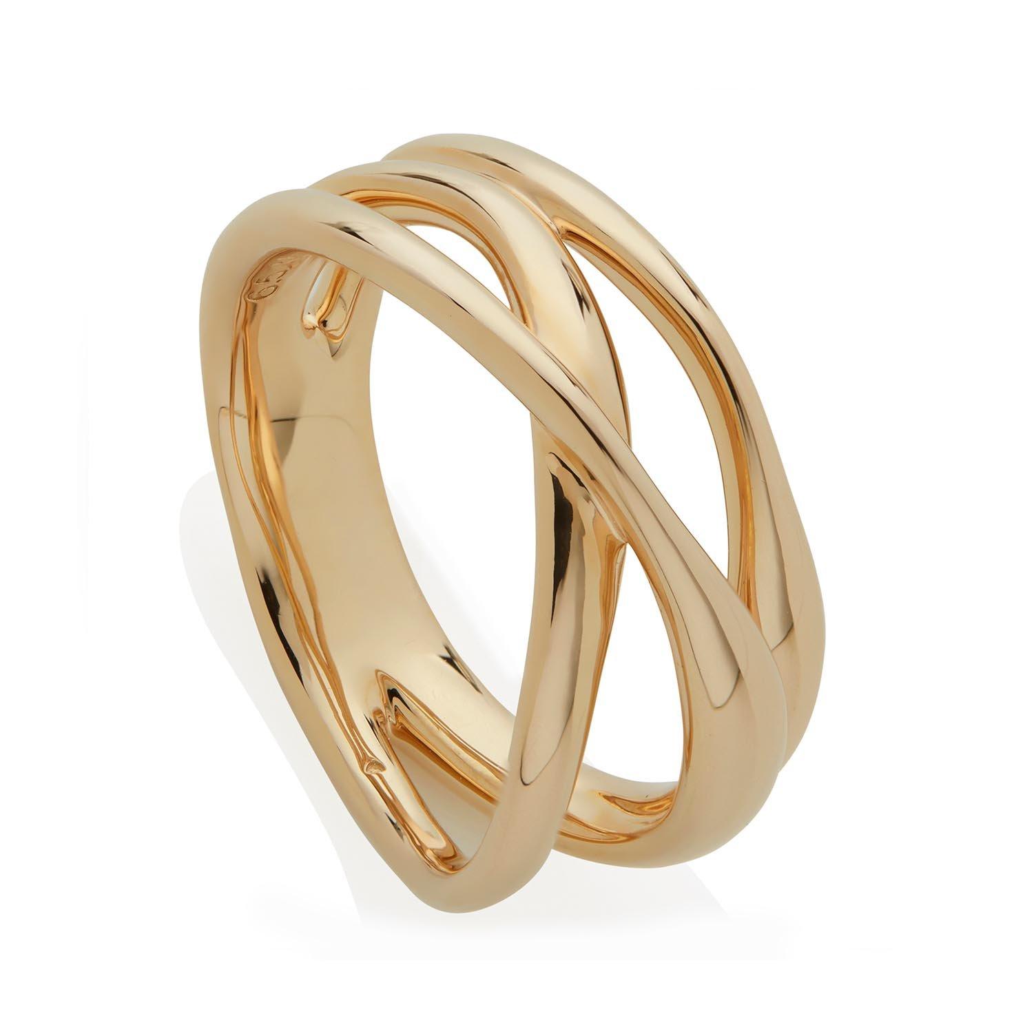 Monica Vinader Nura Crossover 18ct Yellow Gold Vermeil Ring