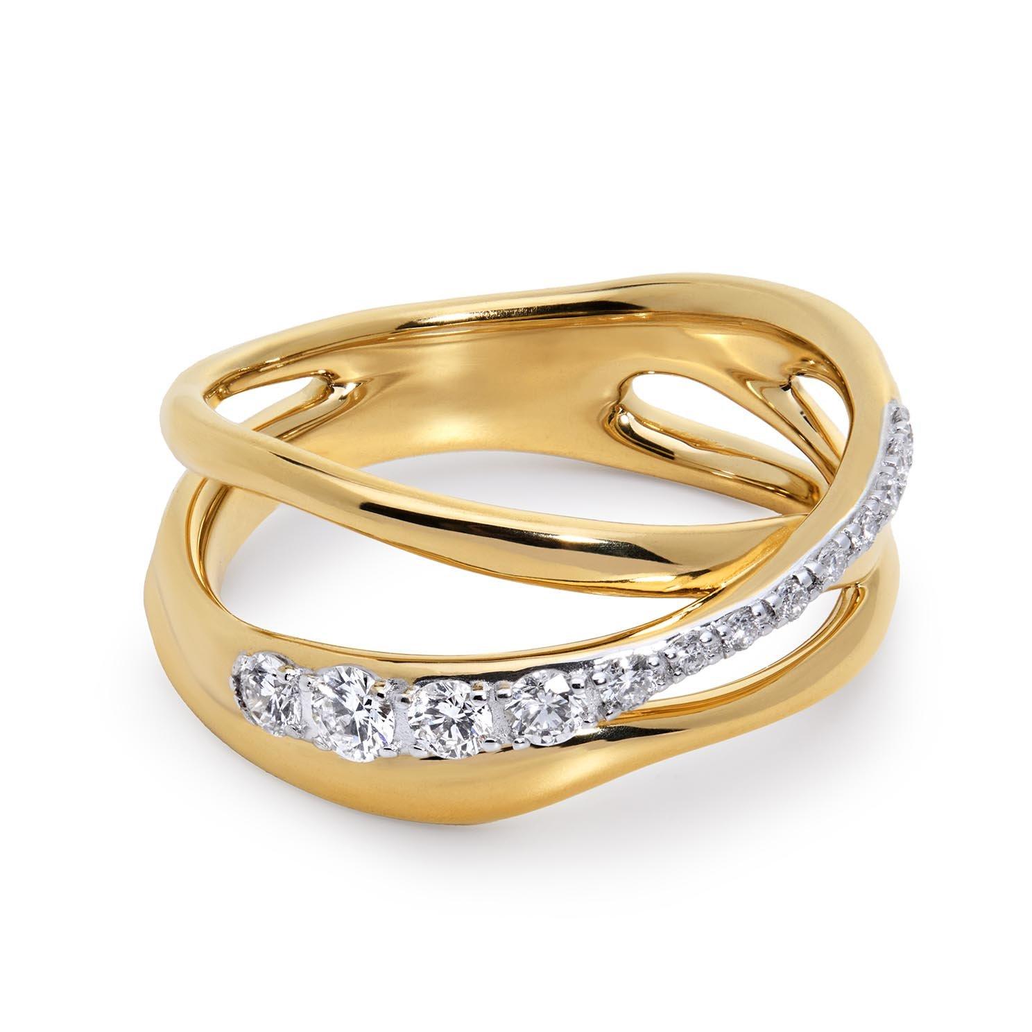 Monica Vinader Nura 18ct Yellow Gold Vermeil Lab Grown Diamond Pavé Ring