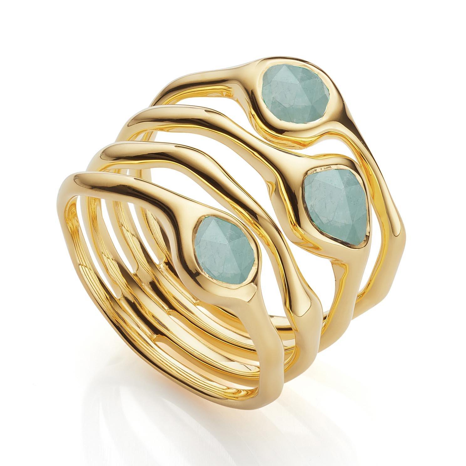 Monica Vinader Siren 18ct Yellow Gold Vermeil Aquamarine Ring