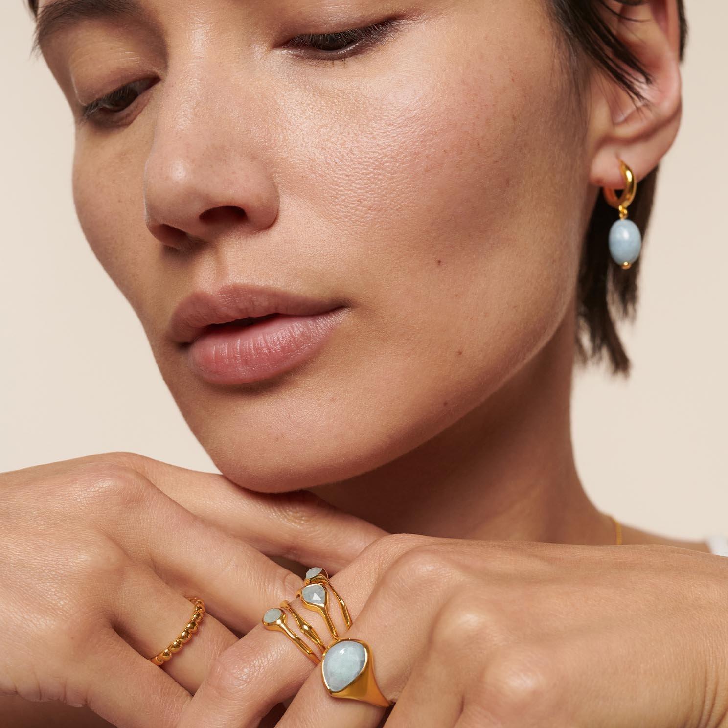 Monica Vinader Siren 18ct Yellow Gold Vermeil Aquamarine Ring
