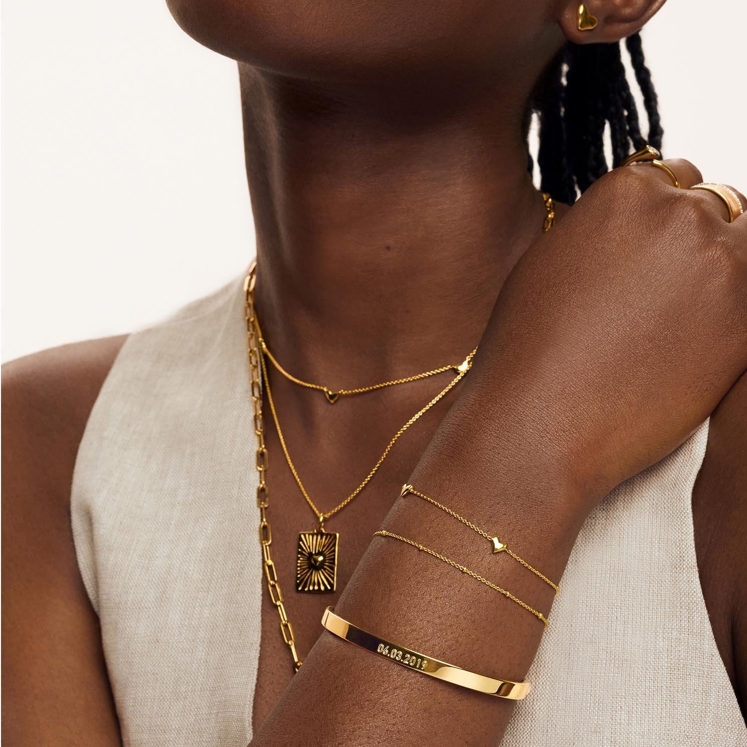 Monica Vinader 18ct Yellow Gold Vermeil Heart Chain Bracelet