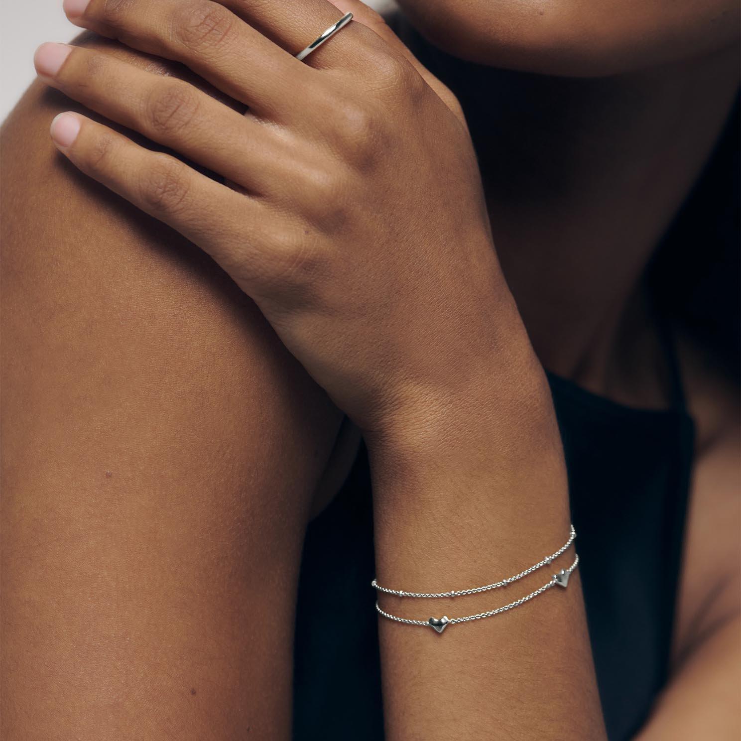 Monica Vinader Silver Heart Station Chain Bracelet
