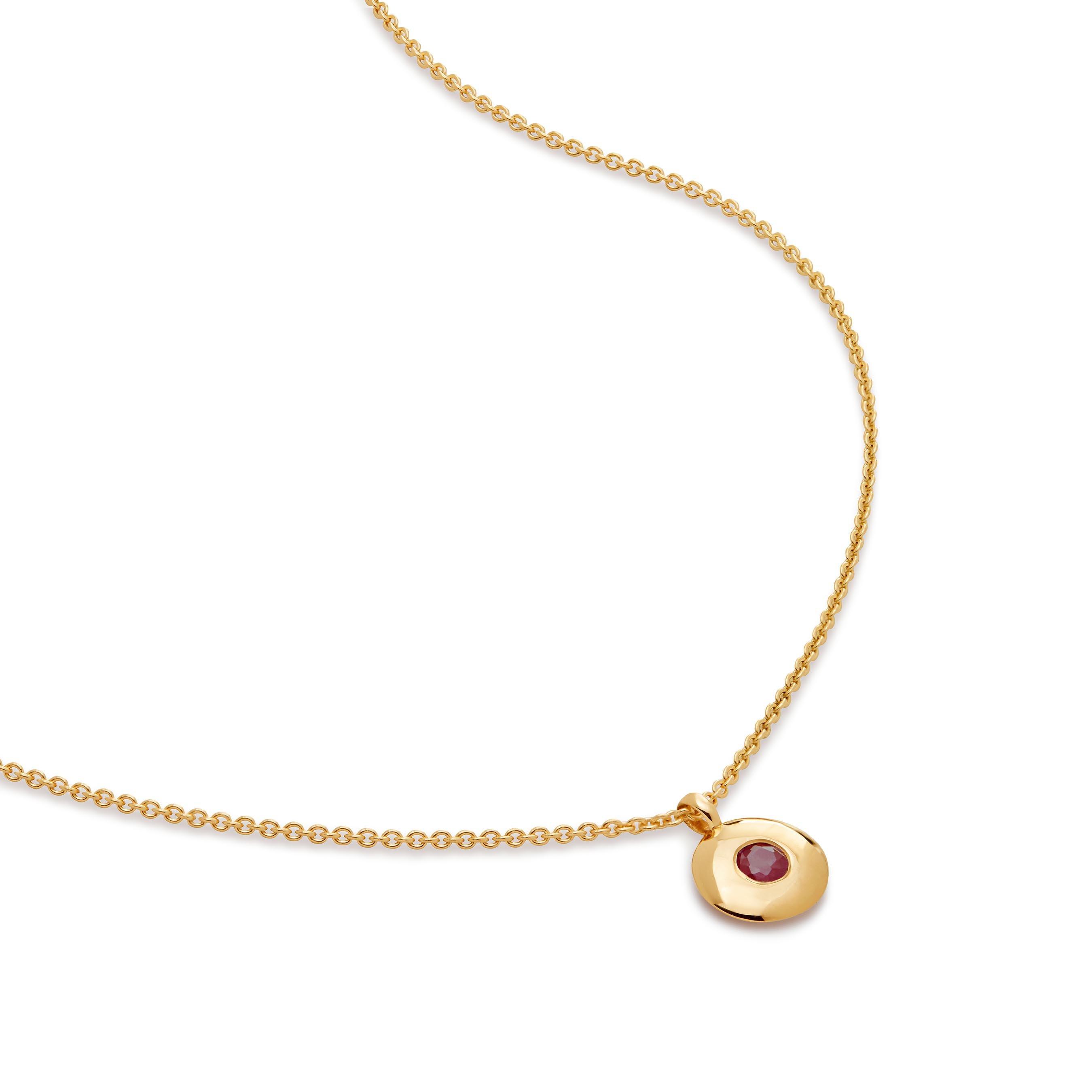 Monica Vinader 18ct Yellow Gold Vermeil Ruby Birthstone Pendant