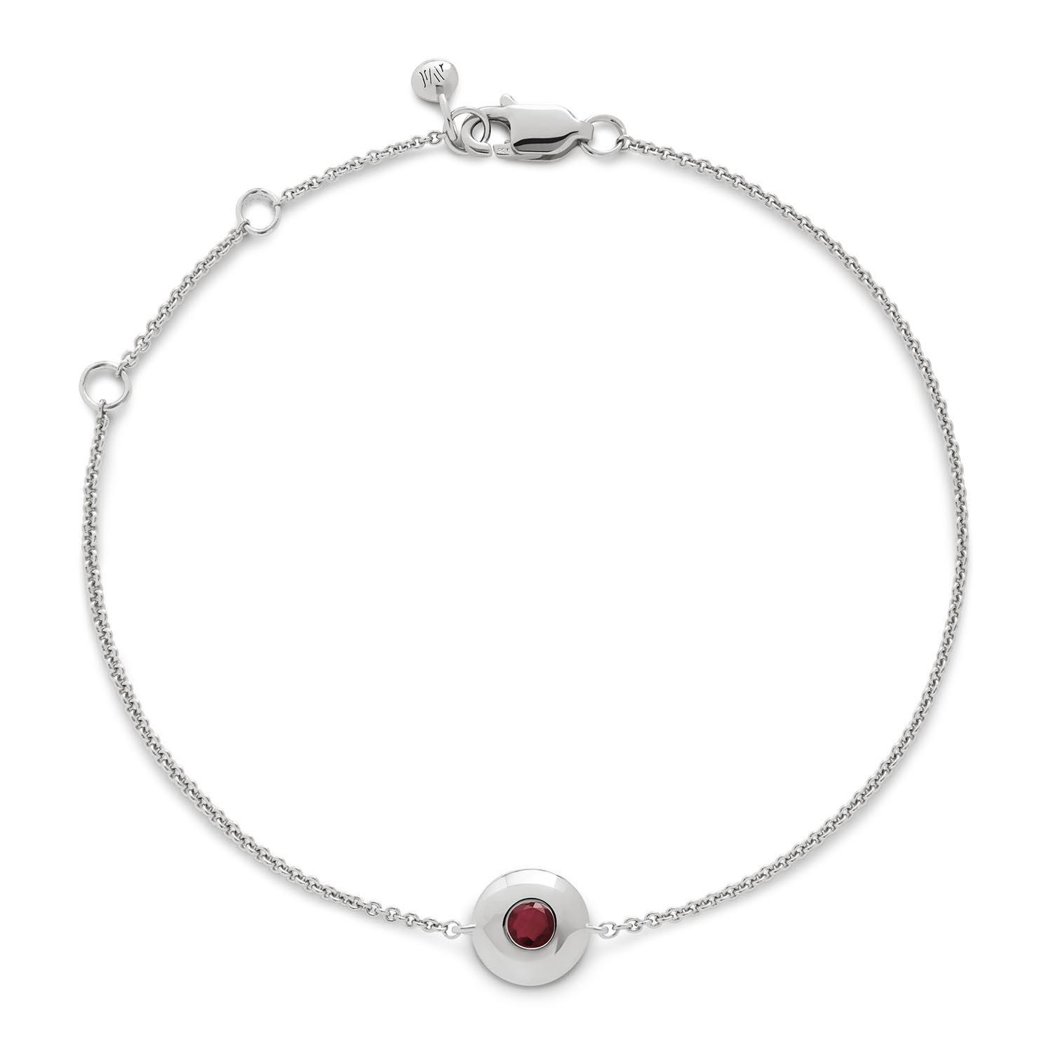 Monica Vinader Silver Ruby Birthstone Bracelet