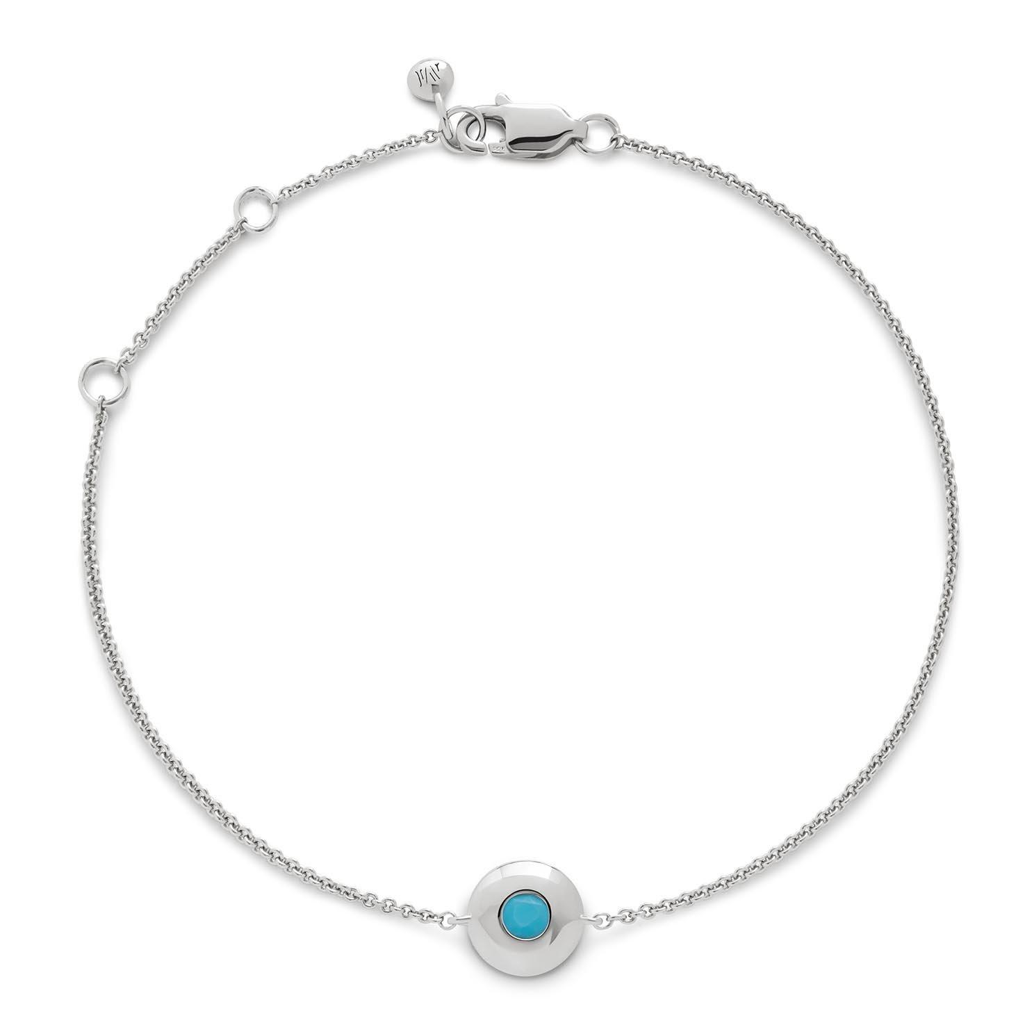 Monica Vinader Silver Turquoise Birthstone Bracelet