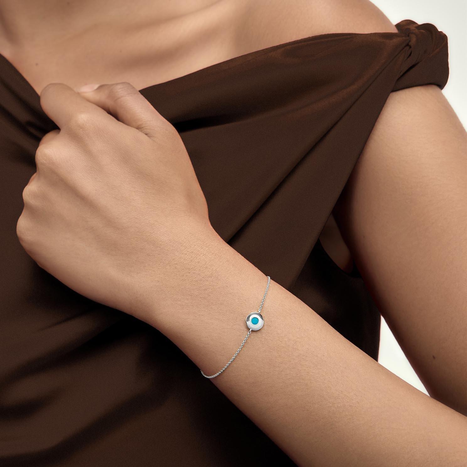 Monica Vinader Silver Turquoise Birthstone Bracelet