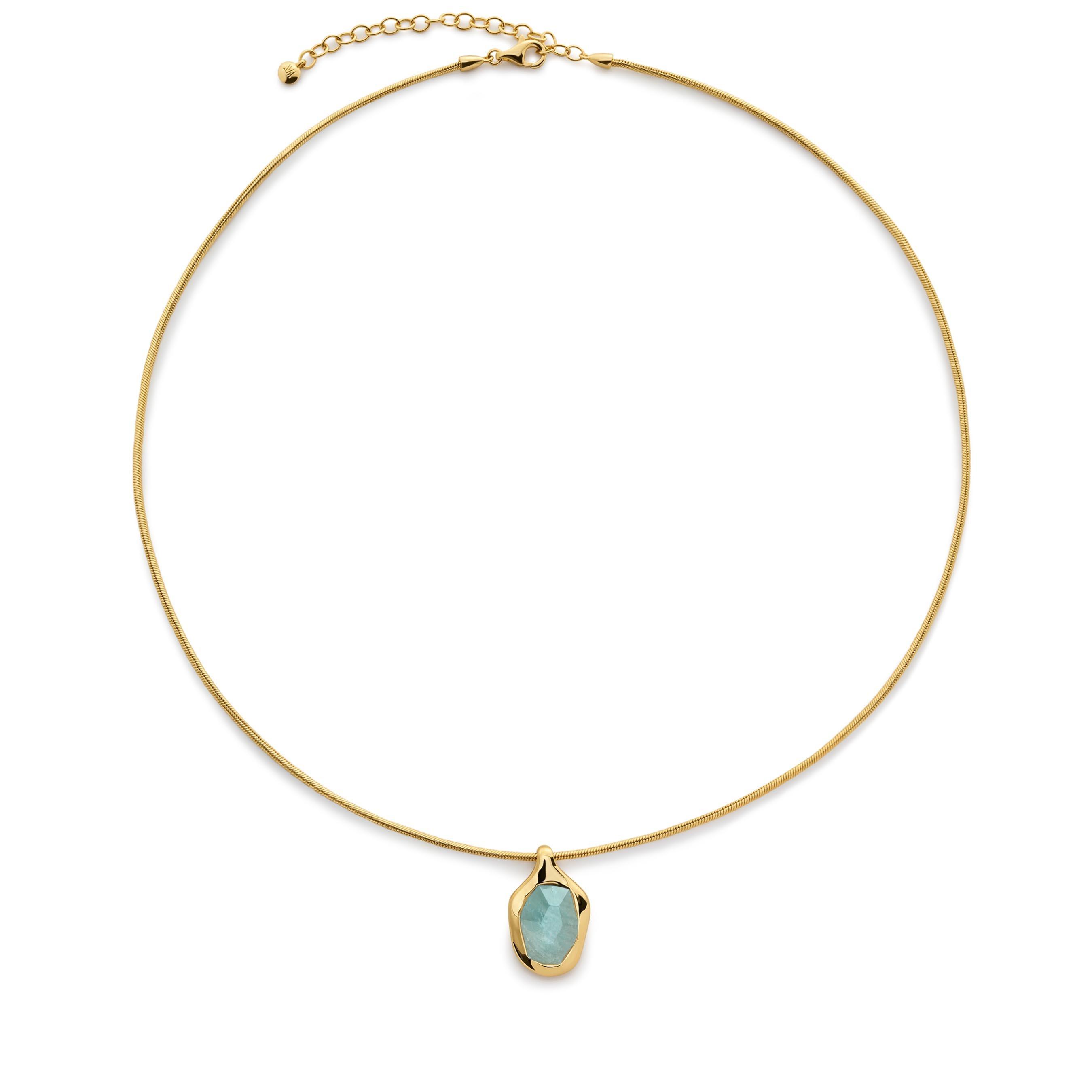 Monica Vinader Odyssey 18ct Yellow Gold Vermeil Aquamarine Pendant