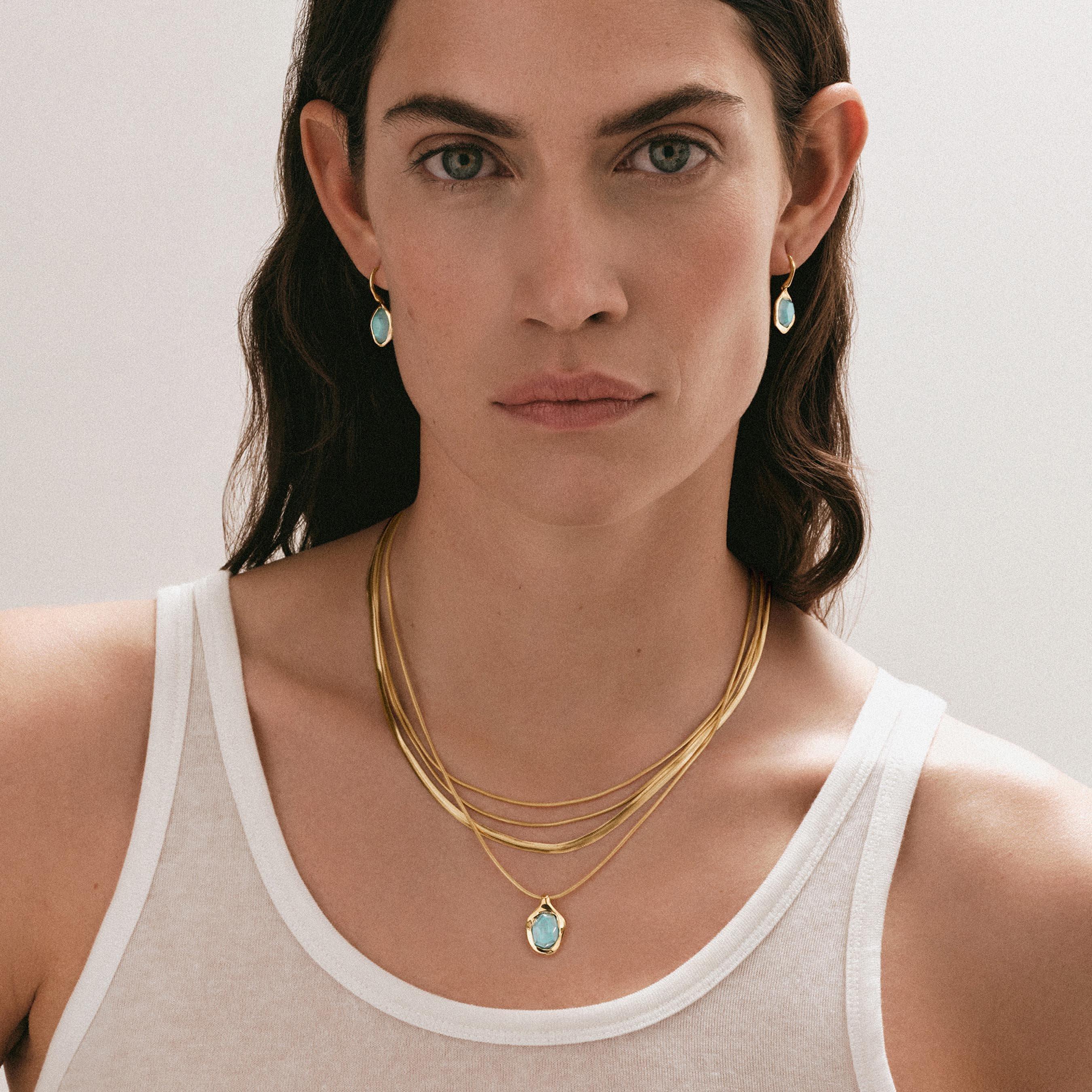 Monica Vinader Odyssey 18ct Yellow Gold Vermeil Aquamarine Pendant