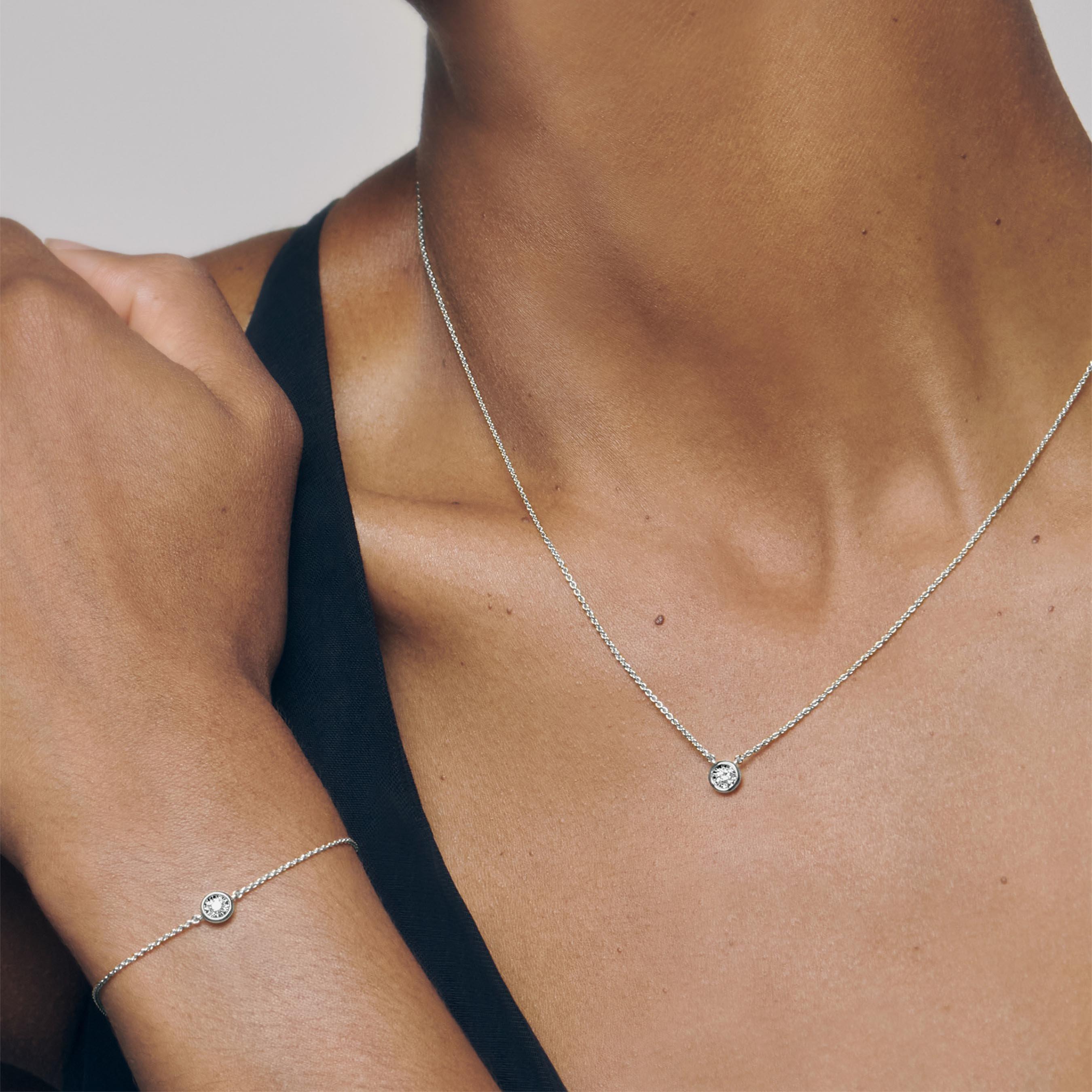 Monica Vinader Silver Lab-Grown Diamond Solitaire Necklace