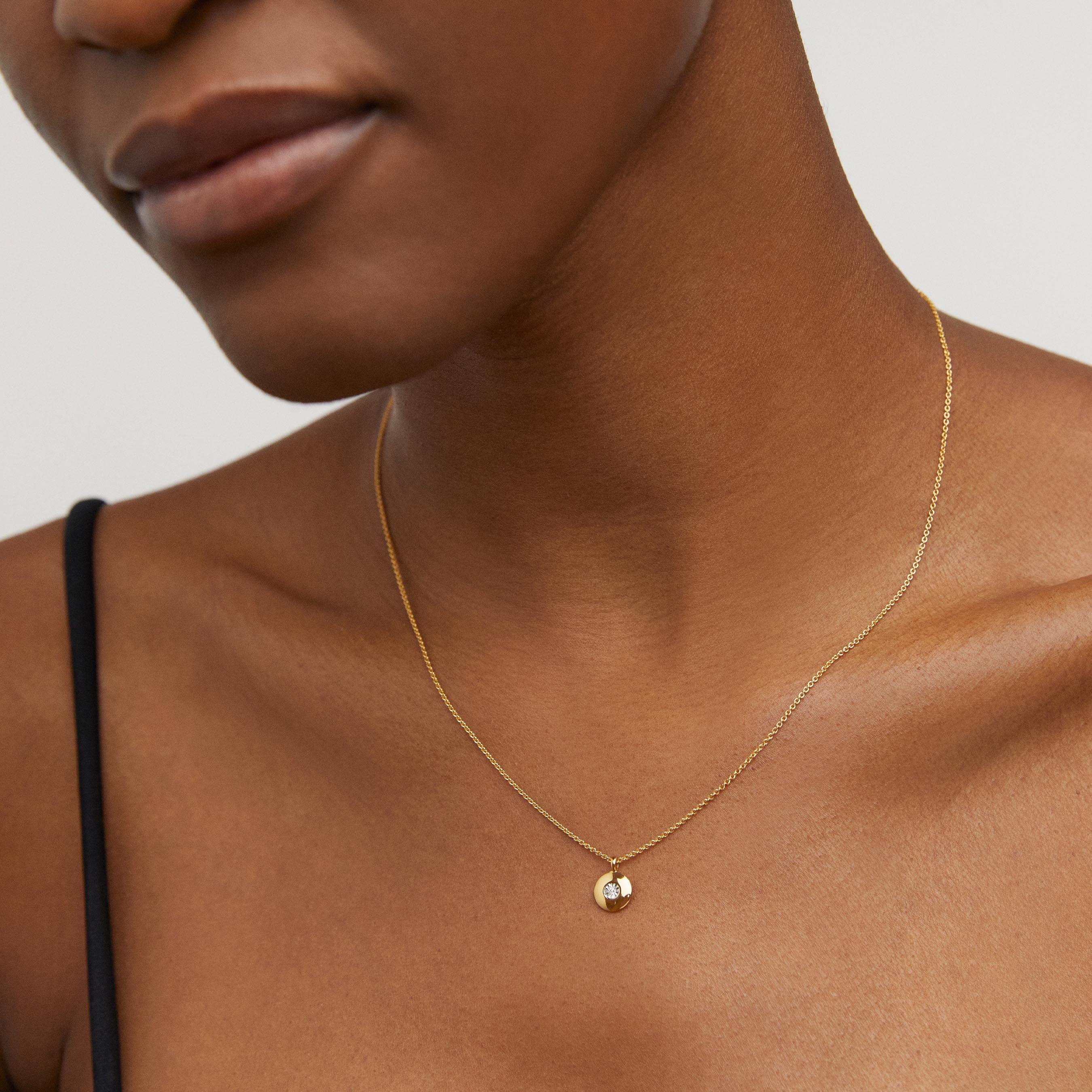 Monica Vinader 18ct Yellow Gold Vermeil Lab Grown Diamond Birthstone Pendant