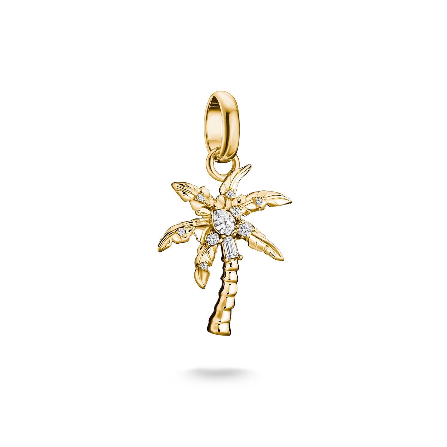 Thomas Sabo 18ct Yellow Gold Plated Cubic Zirconia Palm Tree Charm