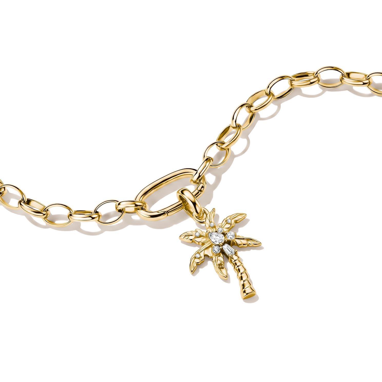 Thomas Sabo 18ct Yellow Gold Plated Cubic Zirconia Palm Tree Charm