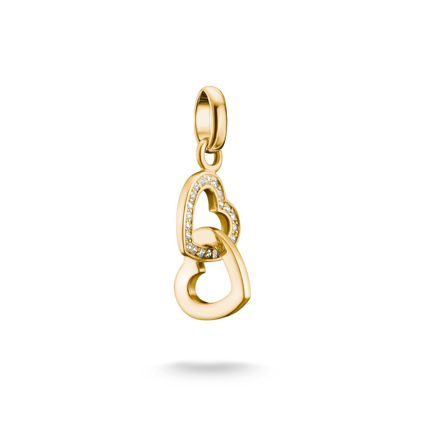 Thomas Sabo 18ct Yellow Gold Plated Cubic Zirconia Intertwined Hearts Charm