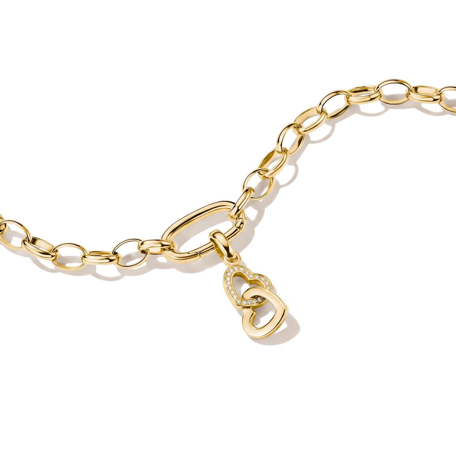 Thomas Sabo 18ct Yellow Gold Plated Cubic Zirconia Intertwined Hearts Charm